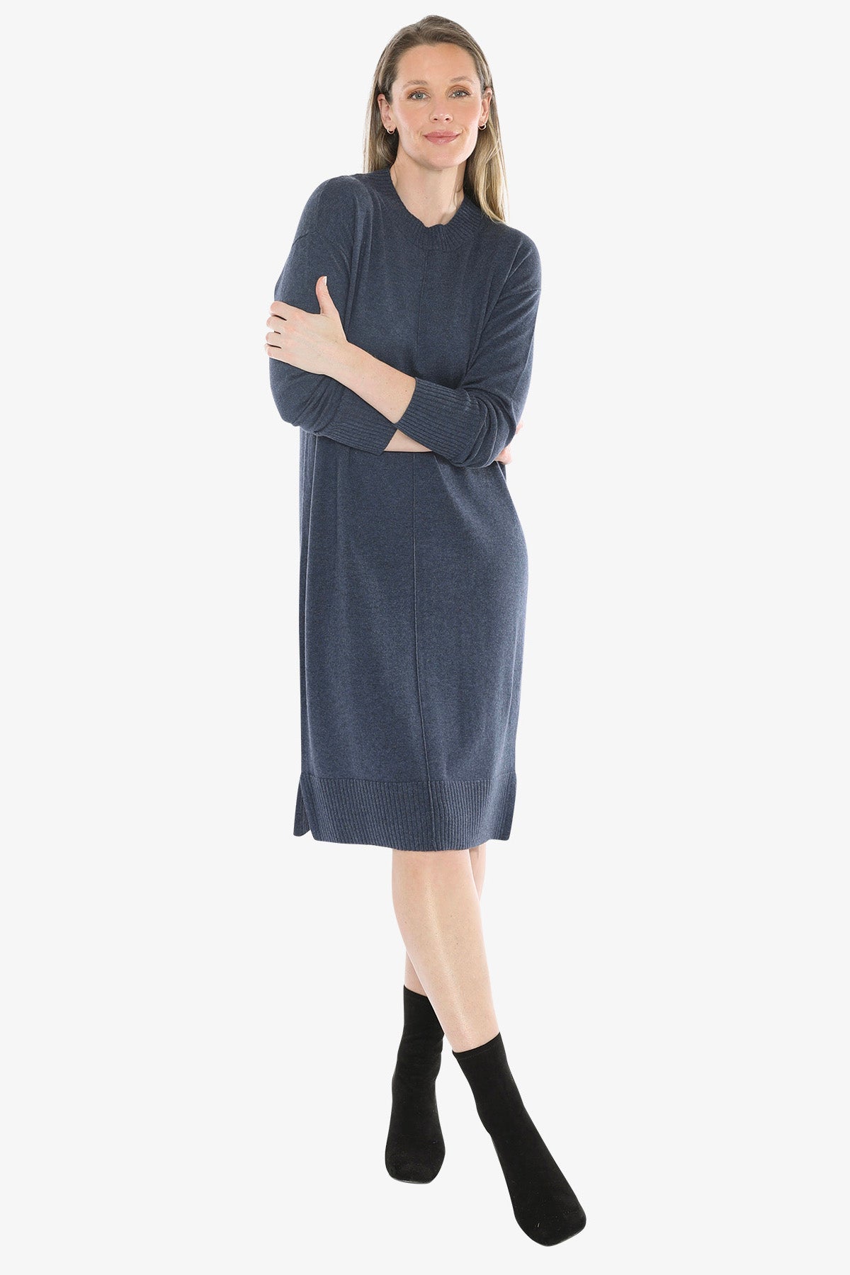 Seam Detail Dress in Indigo Marle