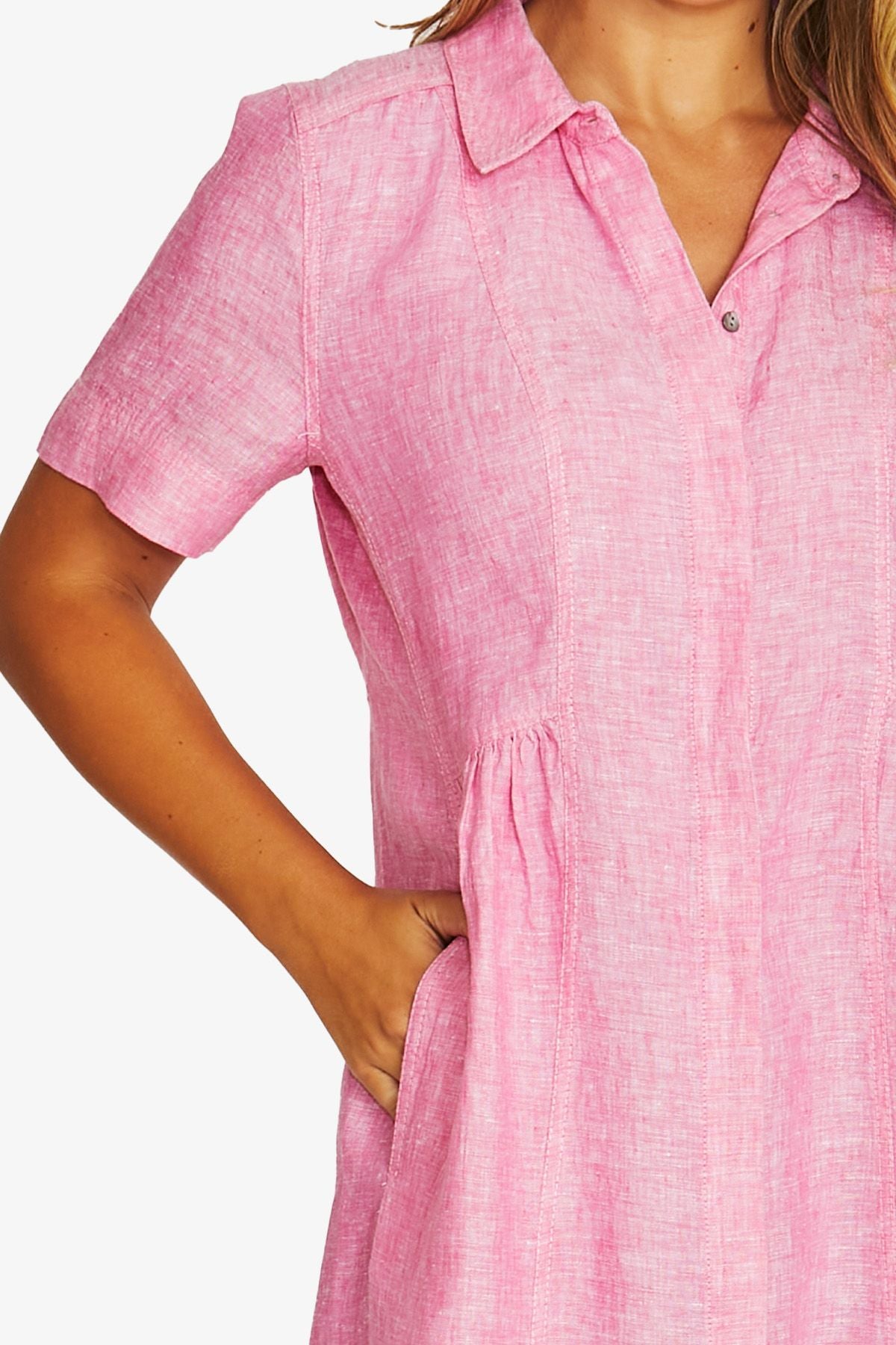 Womens Seam Detail Shirt Dress Pink 616j5100a