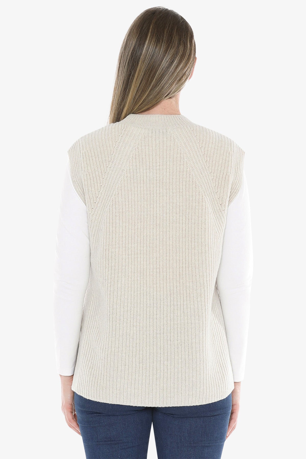 Shaker Stitch Vest in Oat
