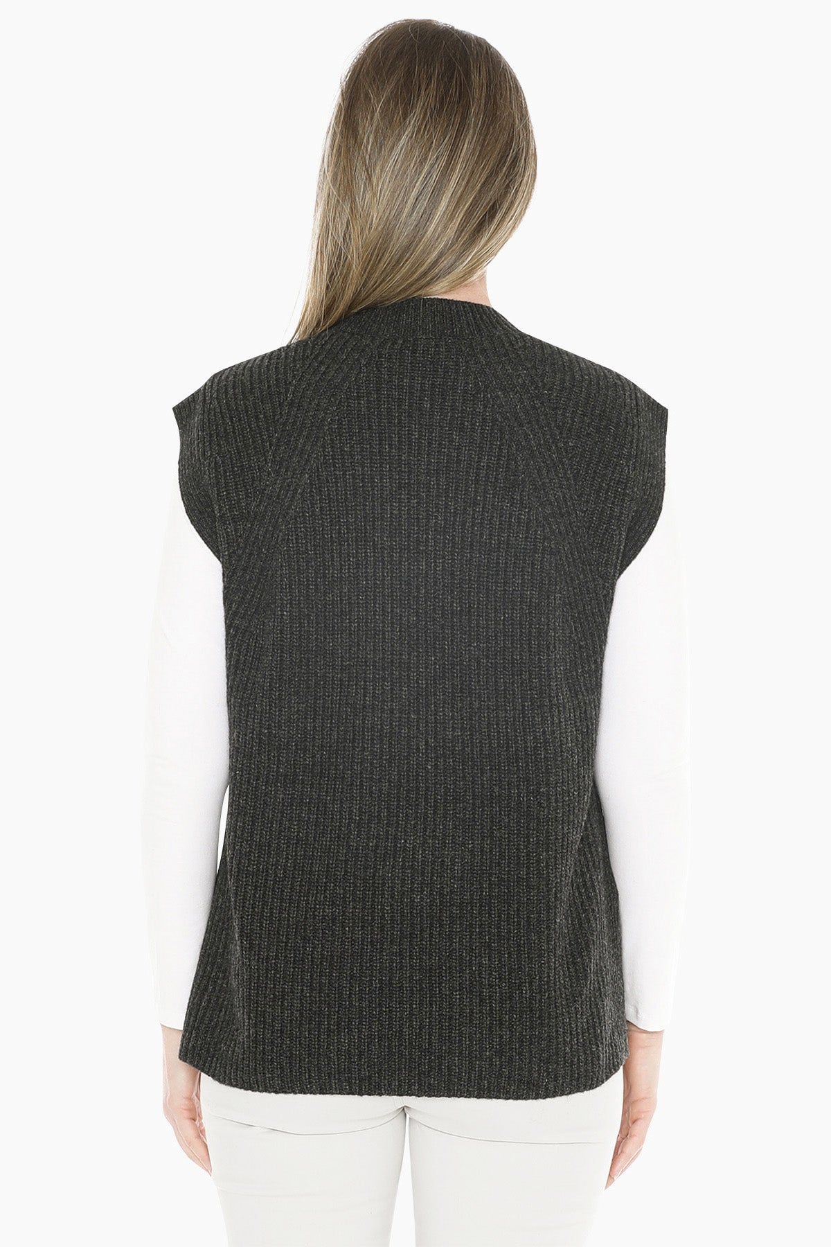 Shaker Stitch Vest in Charcoal