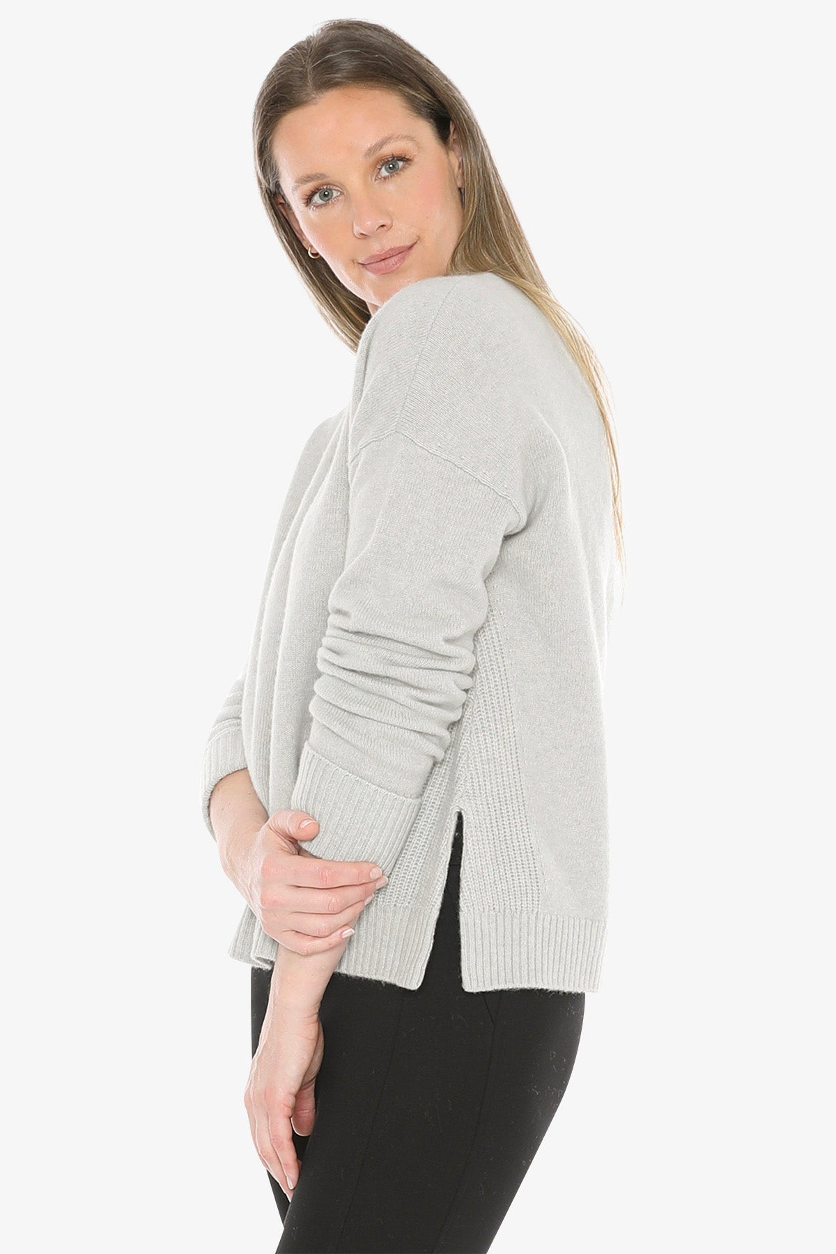 Side Detail Crew Pullover in Mist