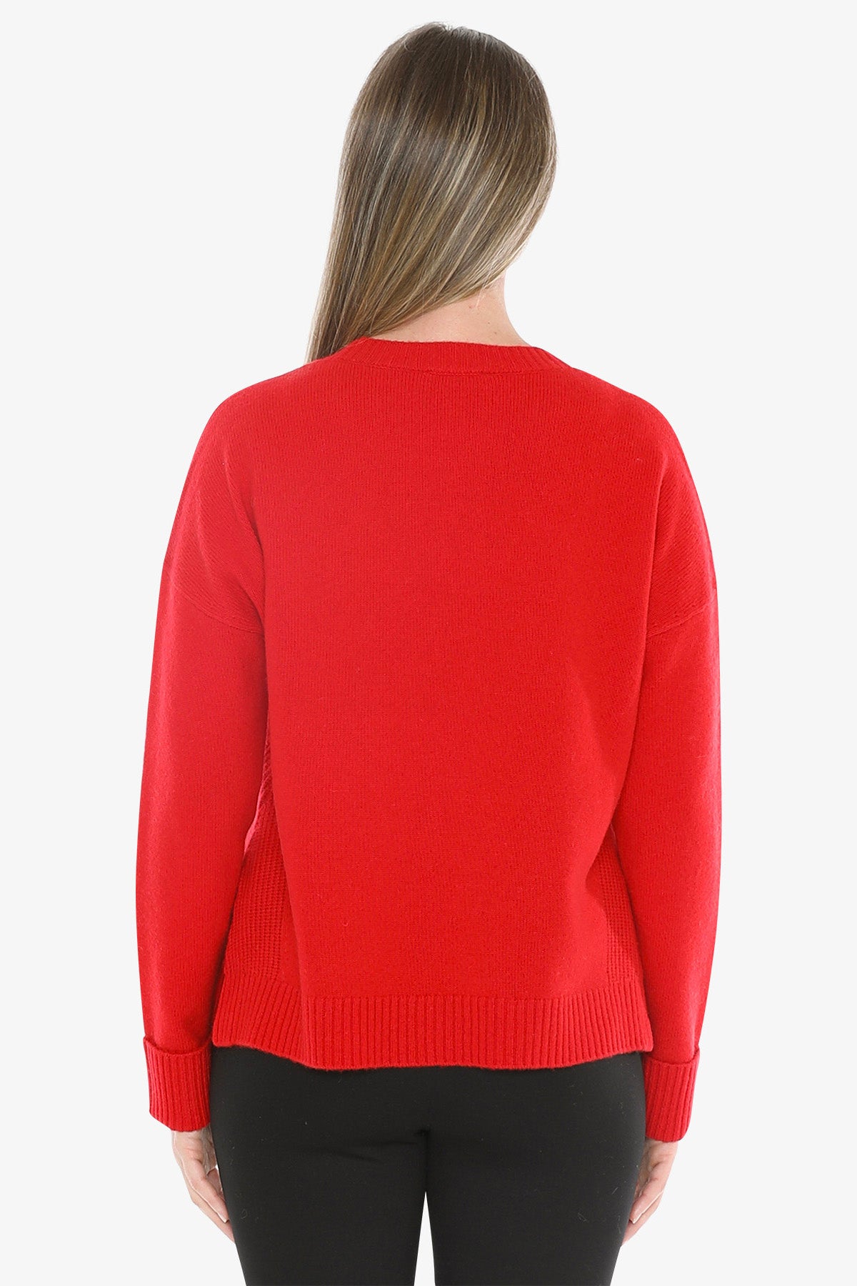 Side Detail Crew Pullover in Cherry