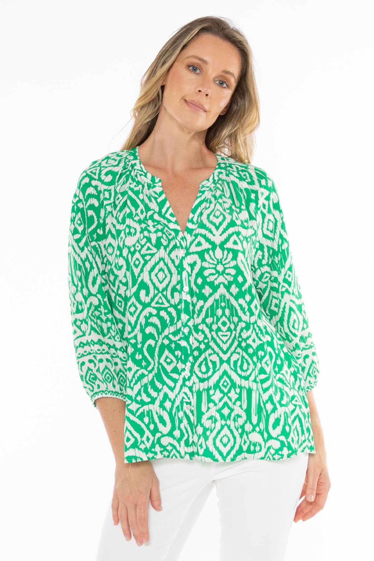 Sketch Ikat Shirt in Green