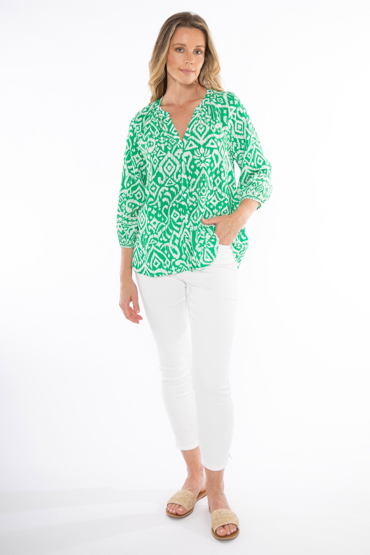 Sketch Ikat Shirt in Green