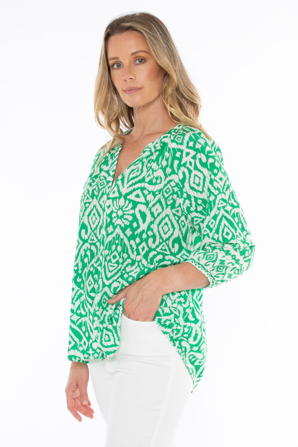 Sketch Ikat Shirt in Green