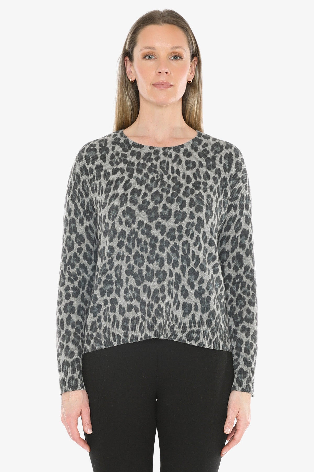 Snow Leopard Knit Pullover in Multi