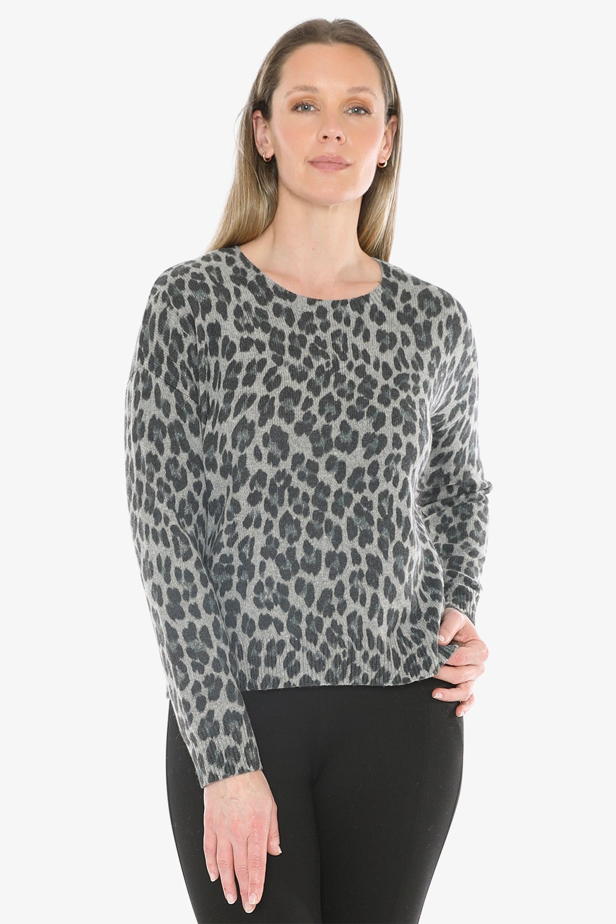 Snow Leopard Knit Pullover in Multi