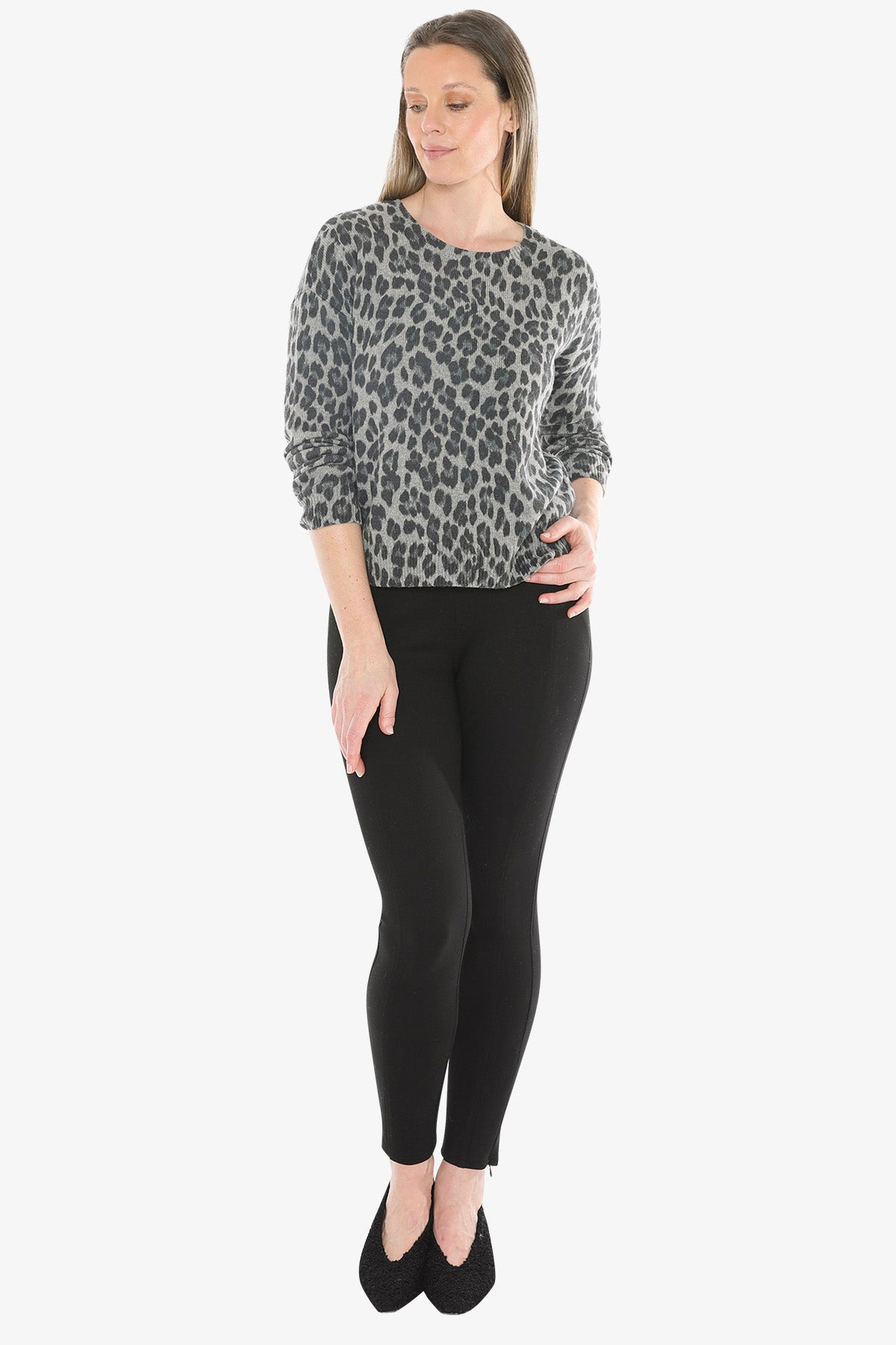 Snow Leopard Knit Pullover in Multi