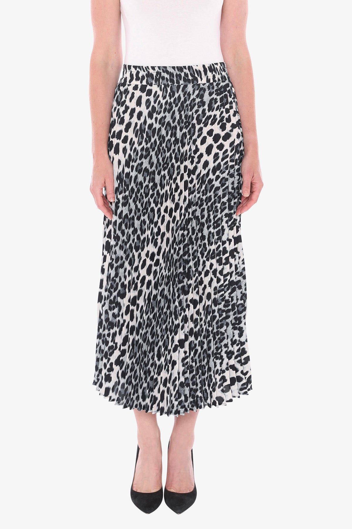 Snow Leopard Pleated Skirt in Multi