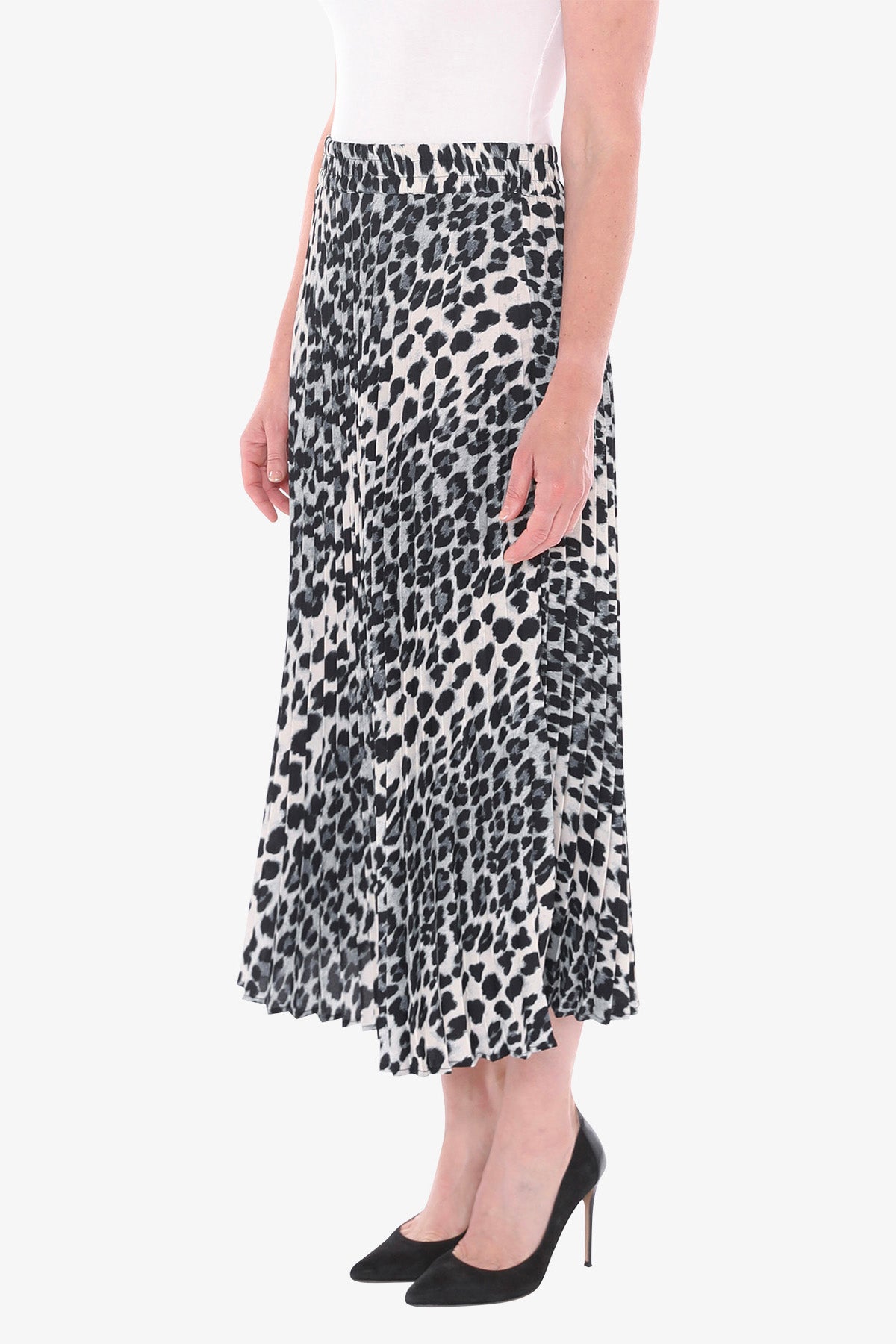 Snow Leopard Pleated Skirt in Multi