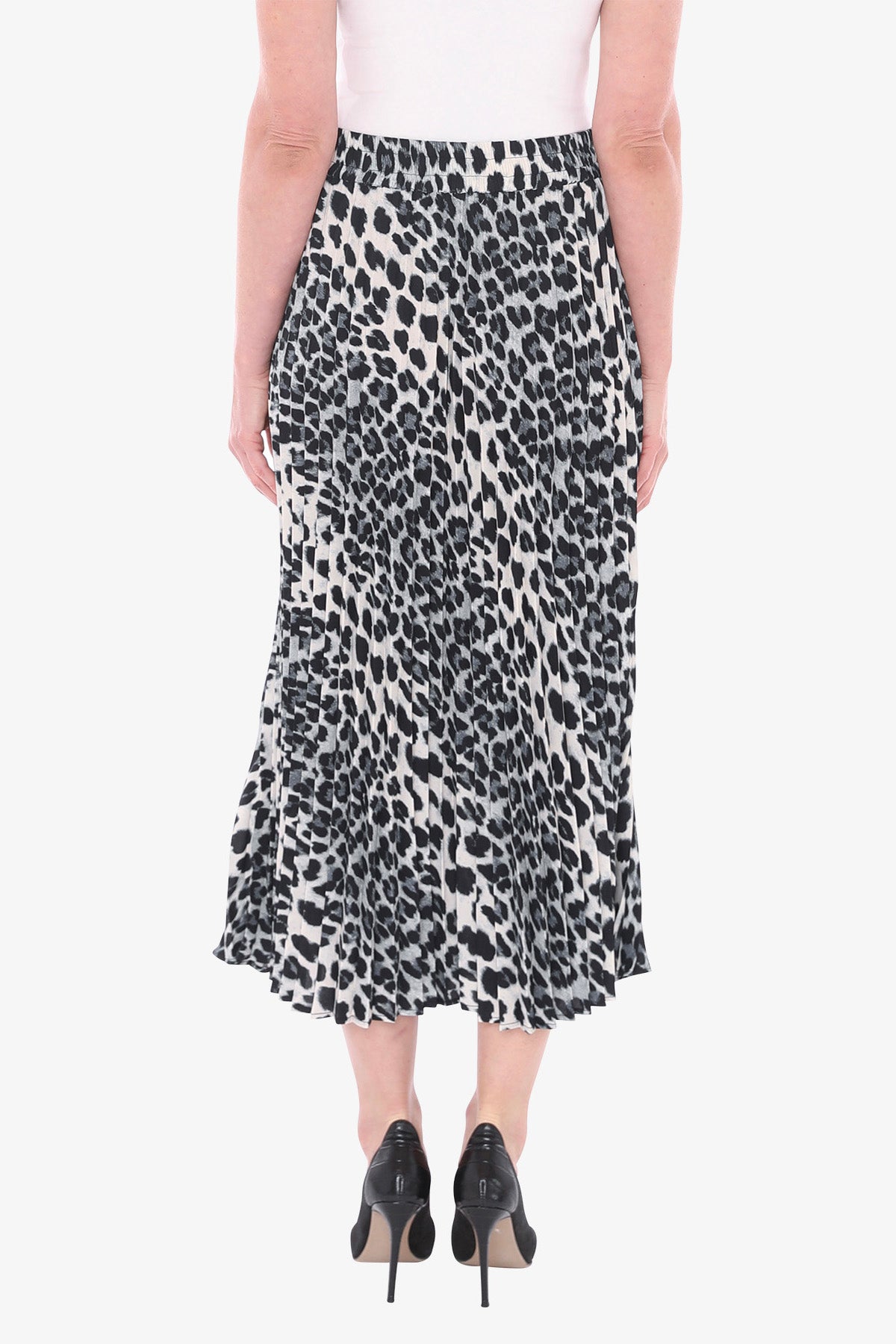 Snow Leopard Pleated Skirt in Multi