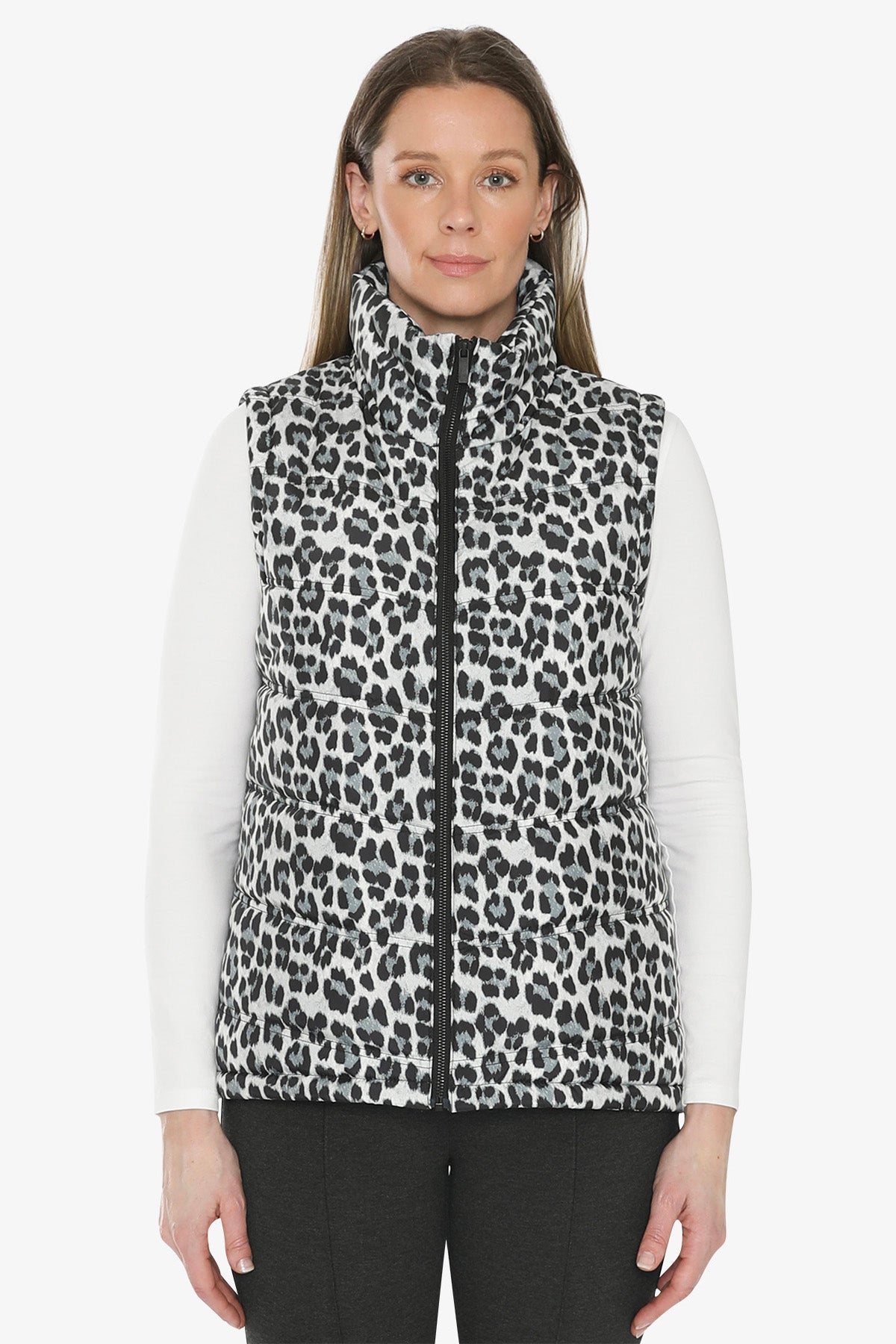 Snow Leopard Puffer Vest in Multi