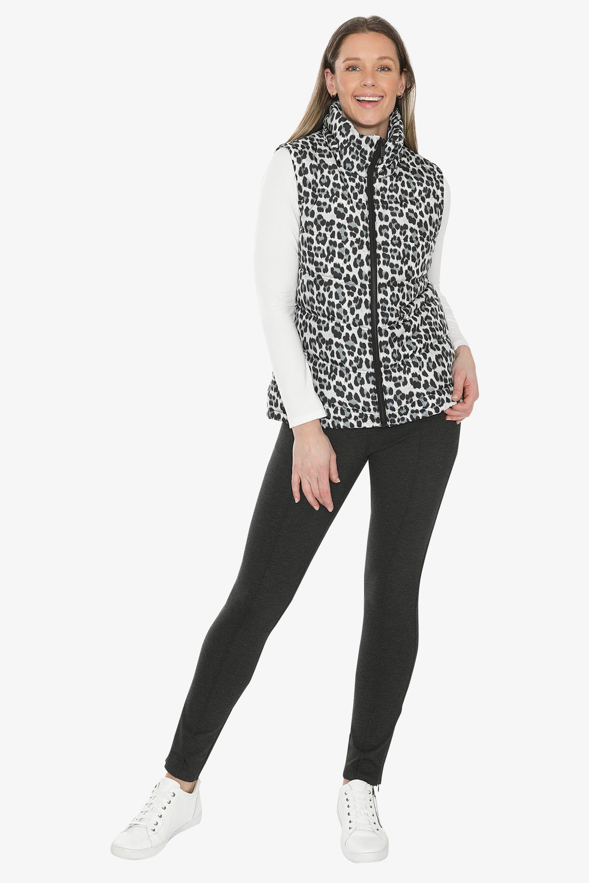 Snow Leopard Puffer Vest in Multi