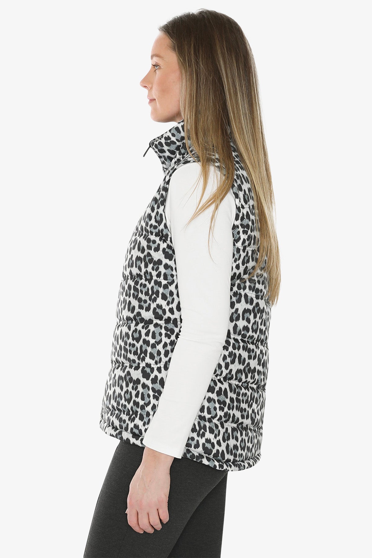 Snow Leopard Puffer Vest in Multi