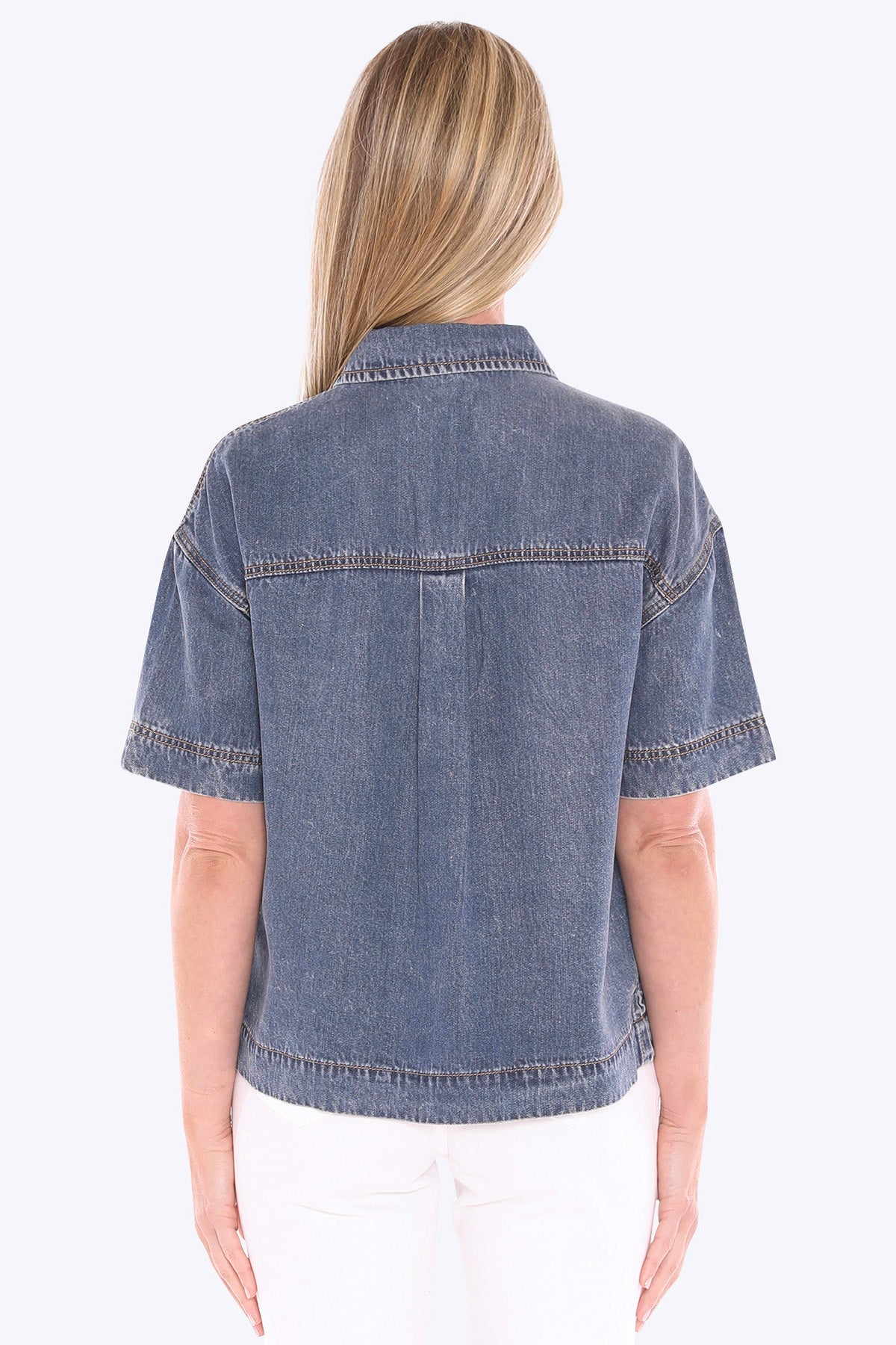 Womens Soft Denim Ss Shirt Blue 596j3125a