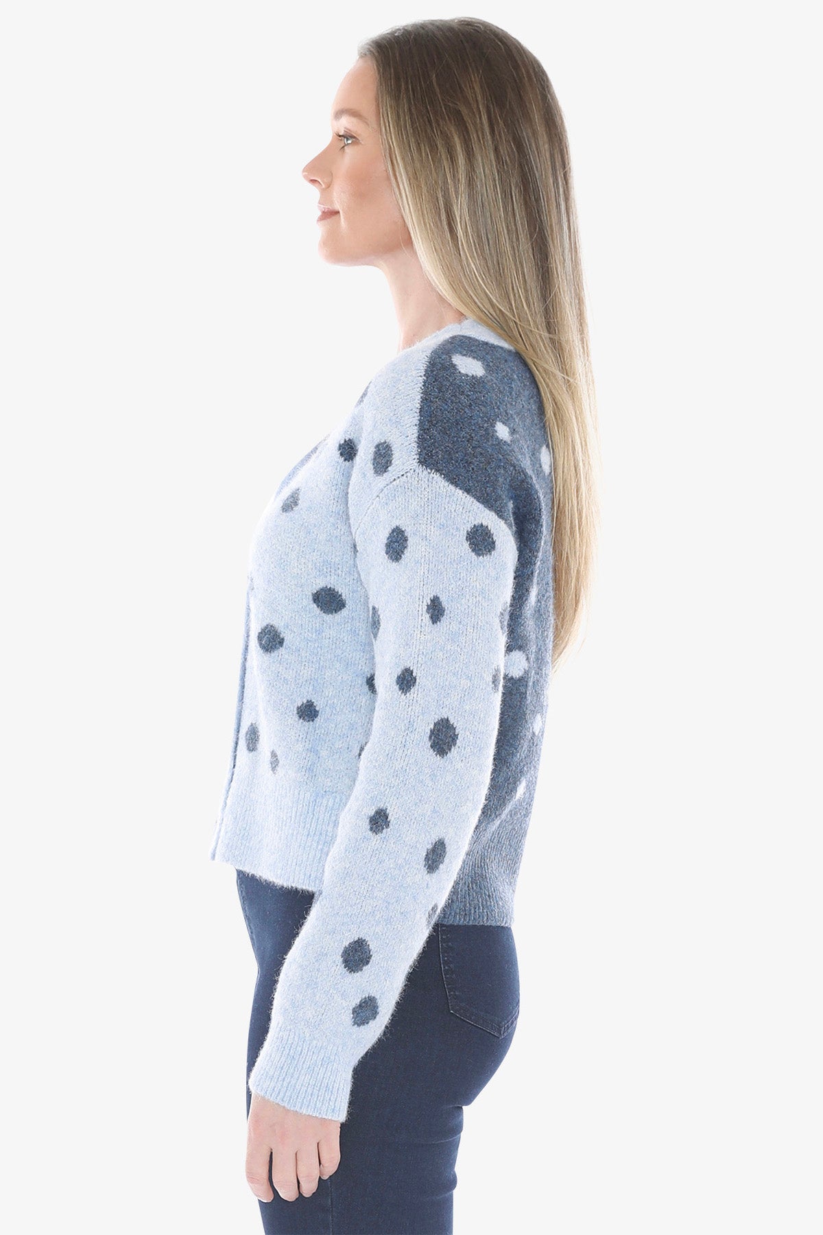 Spot Cardi in Pale Blue/Ink