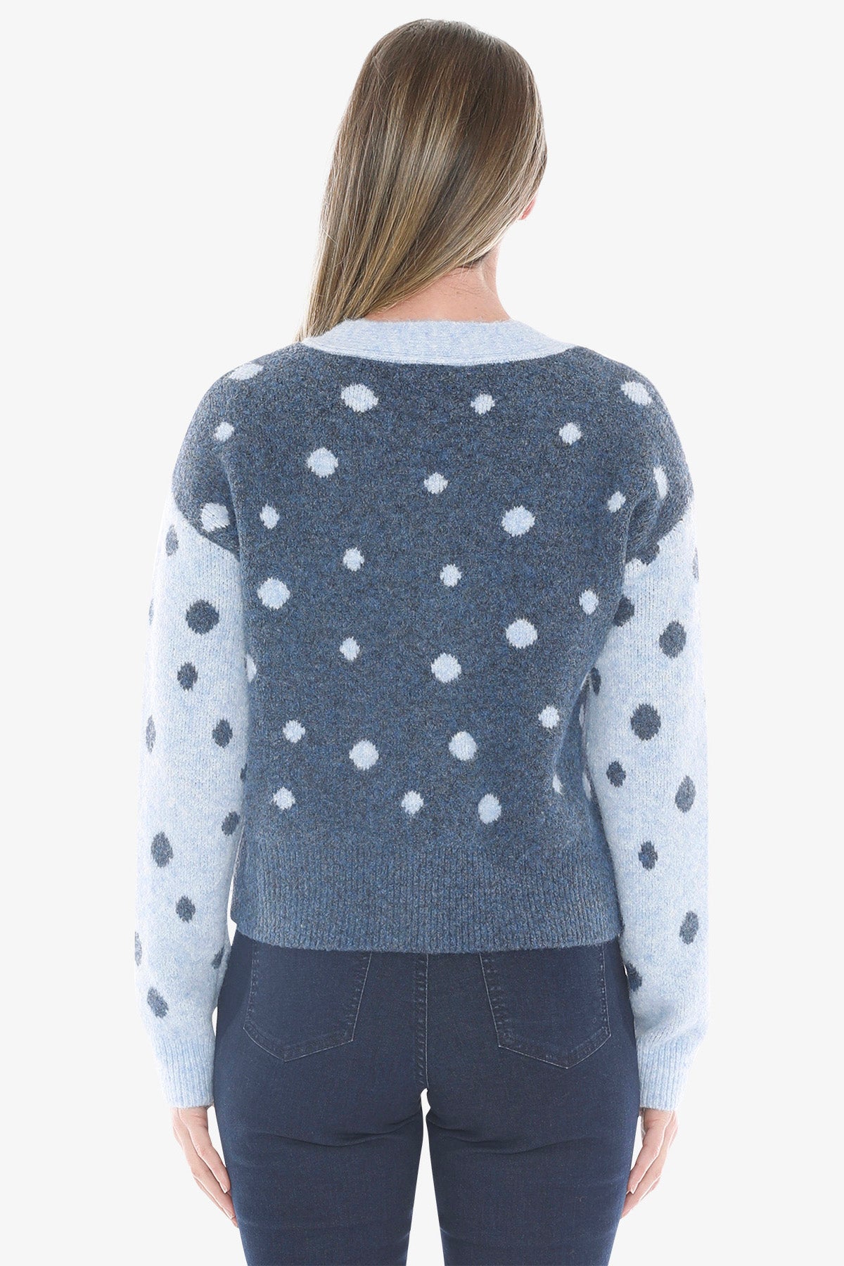 Spot Cardi in Pale Blue/Ink