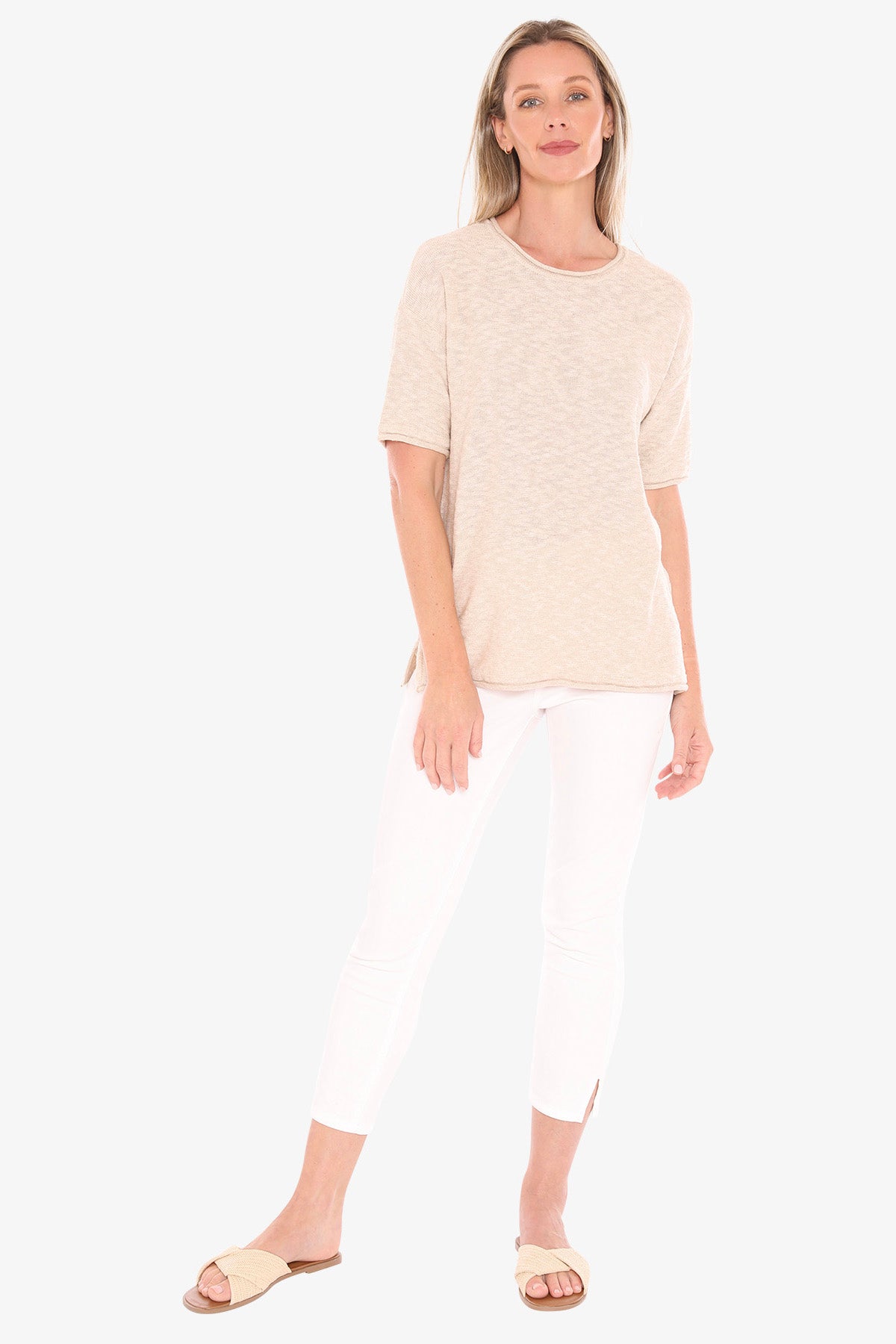 Womens Ss Knit Tee Beige 59611011a