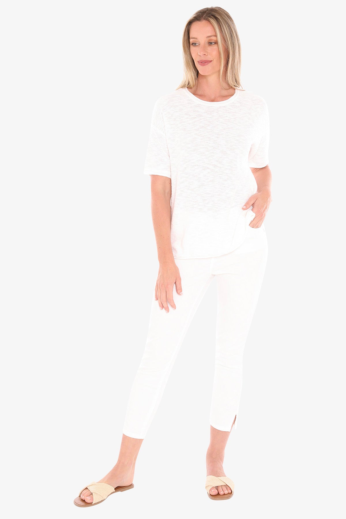 Womens Ss Knit Tee White 59611011a