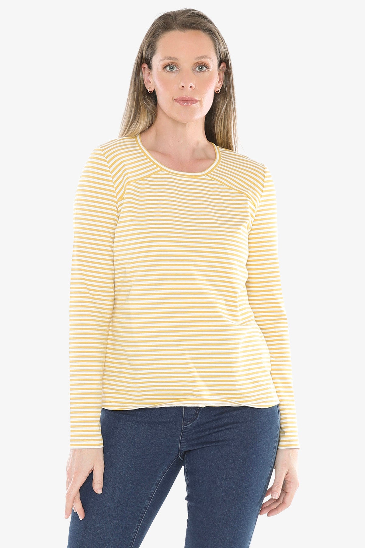 Stripe Crew in Ochre/White