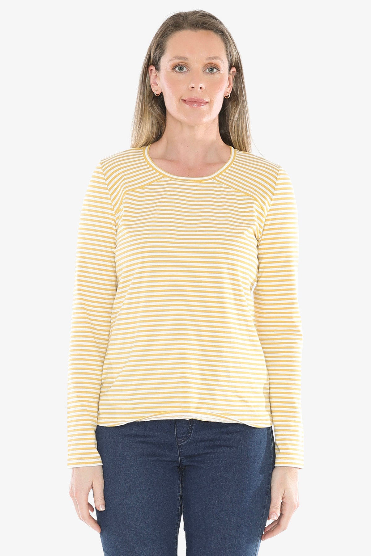 Stripe Crew in Ochre/White