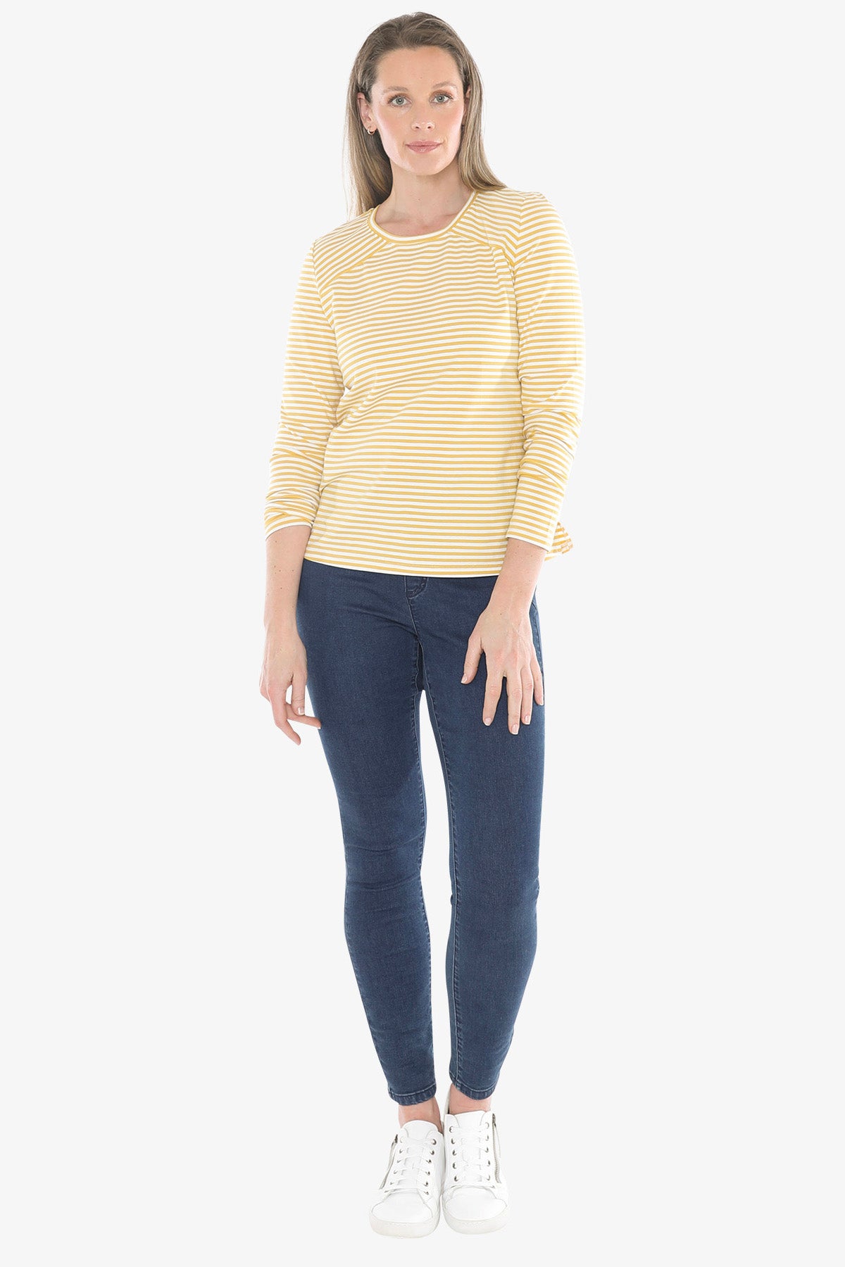 Stripe Crew in Ochre/White