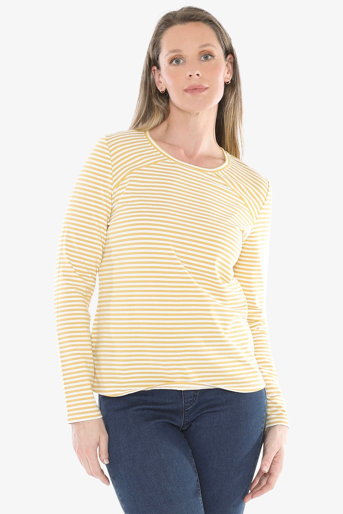 Stripe Crew in Ochre/White