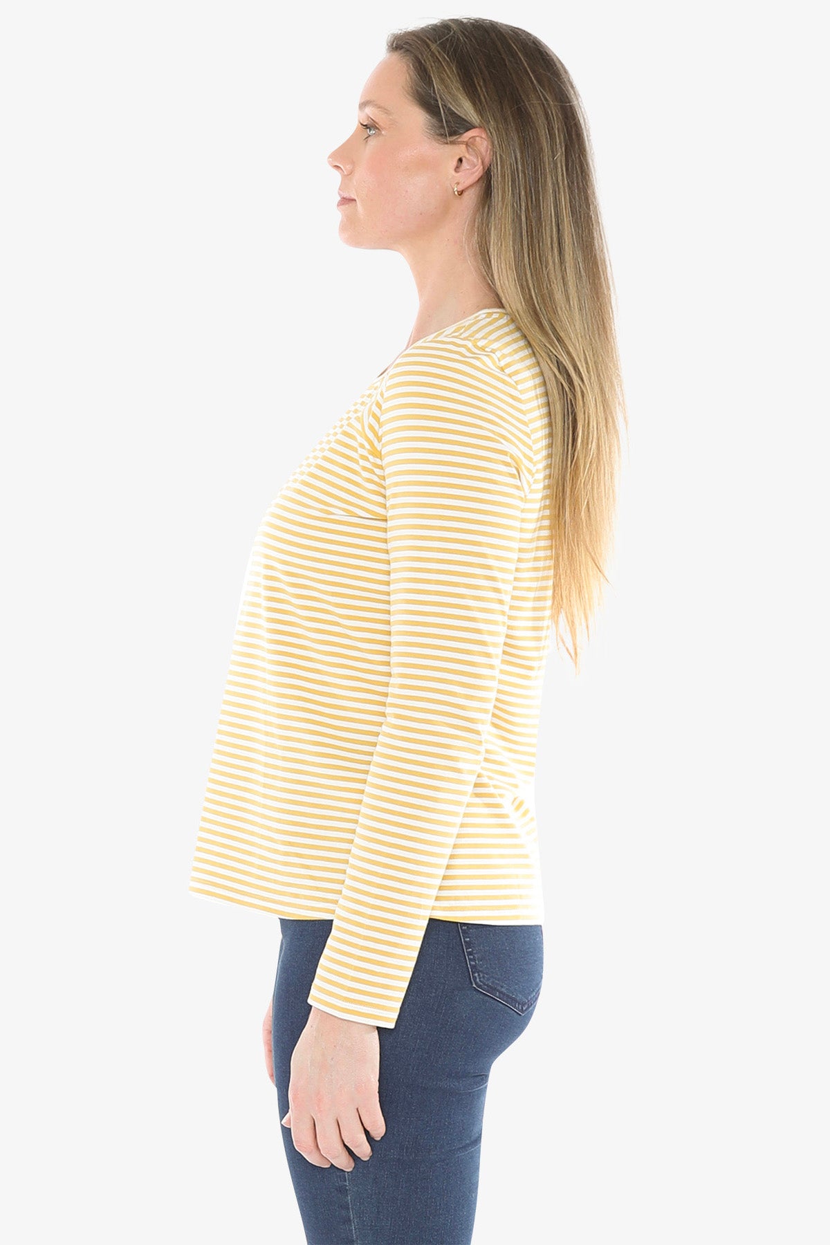 Stripe Crew in Ochre/White