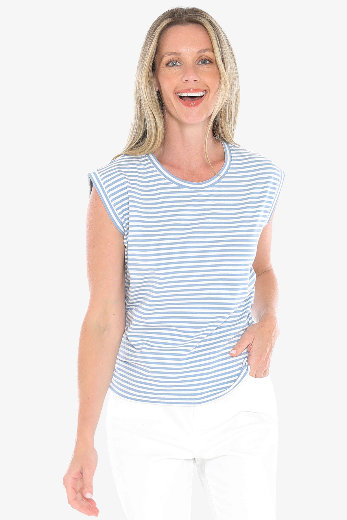 Womens Stripe Fashion Tee Blue 59612026a