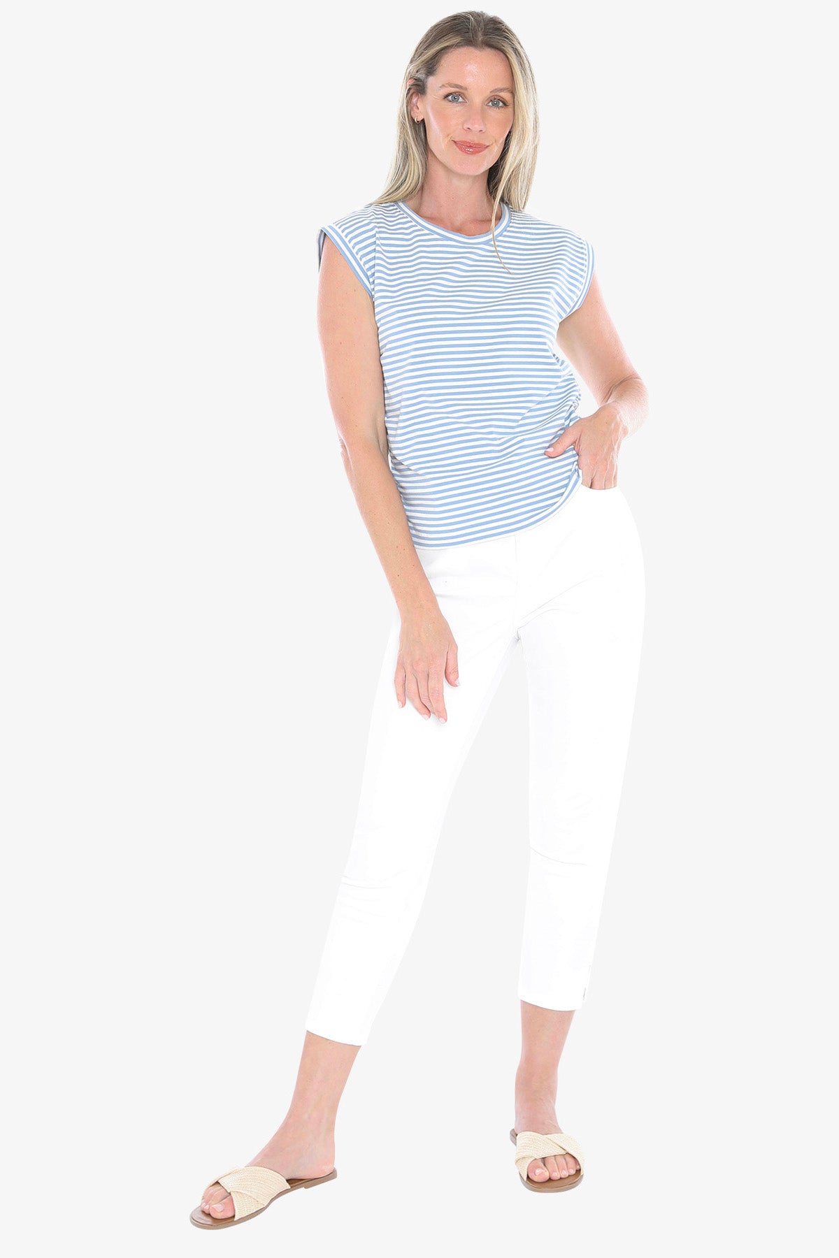 Womens Stripe Fashion Tee Blue 59612026a