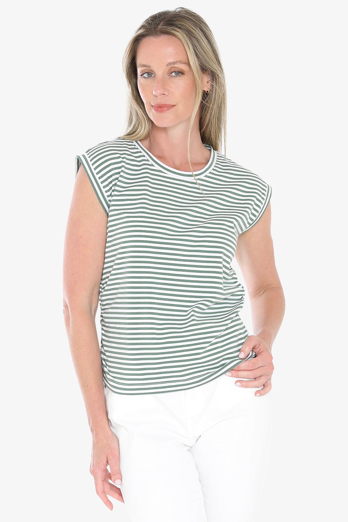 Womens Stripe Fashion Tee Green 59612026a