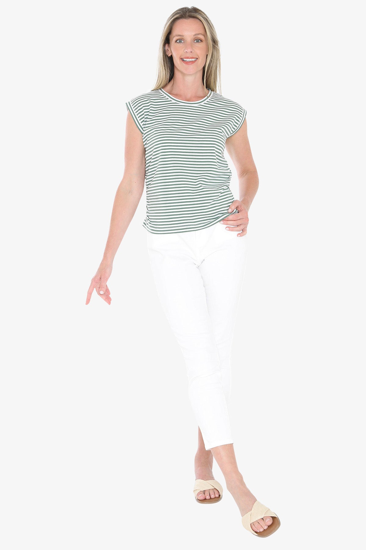 Womens Stripe Fashion Tee Green 59612026a