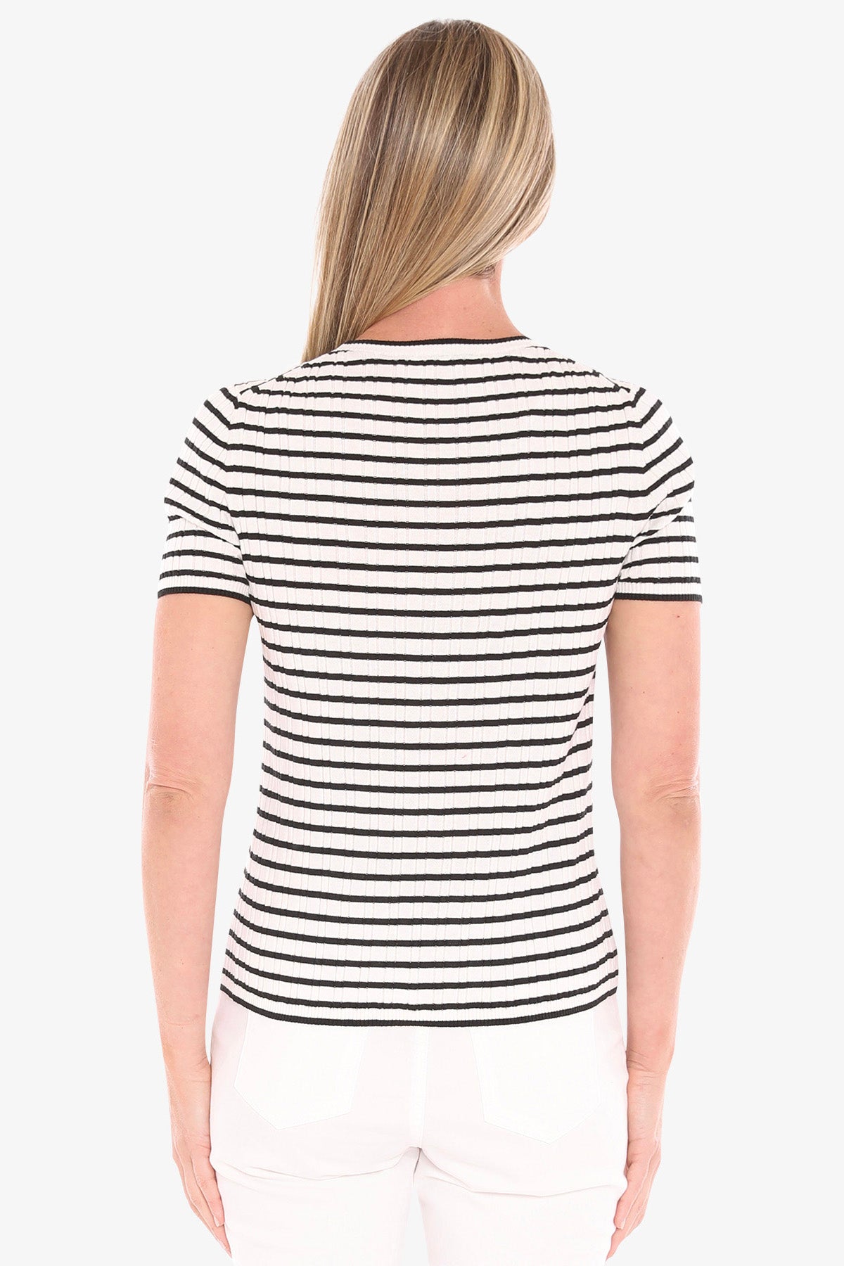 Womens Stripe Knit Tee Black 59611012a