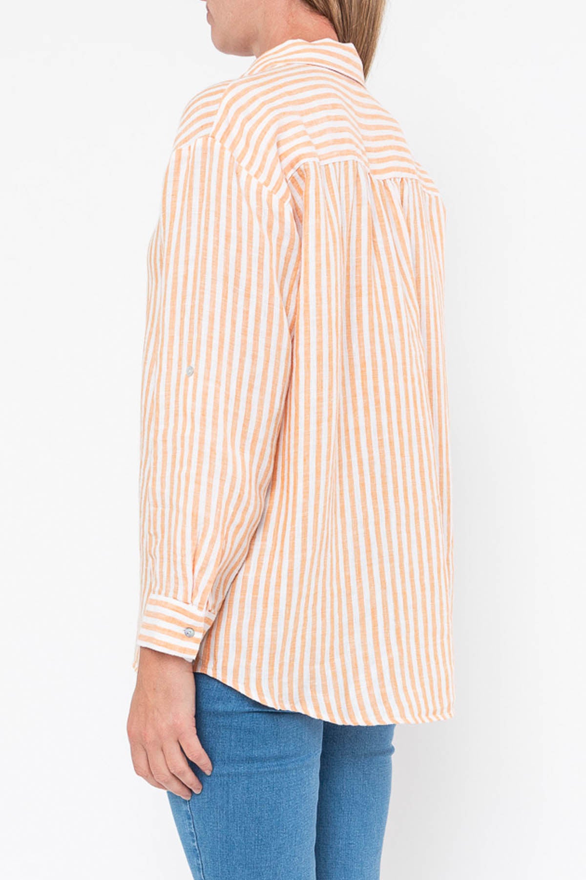Stripe Linen Shirt Mandarin