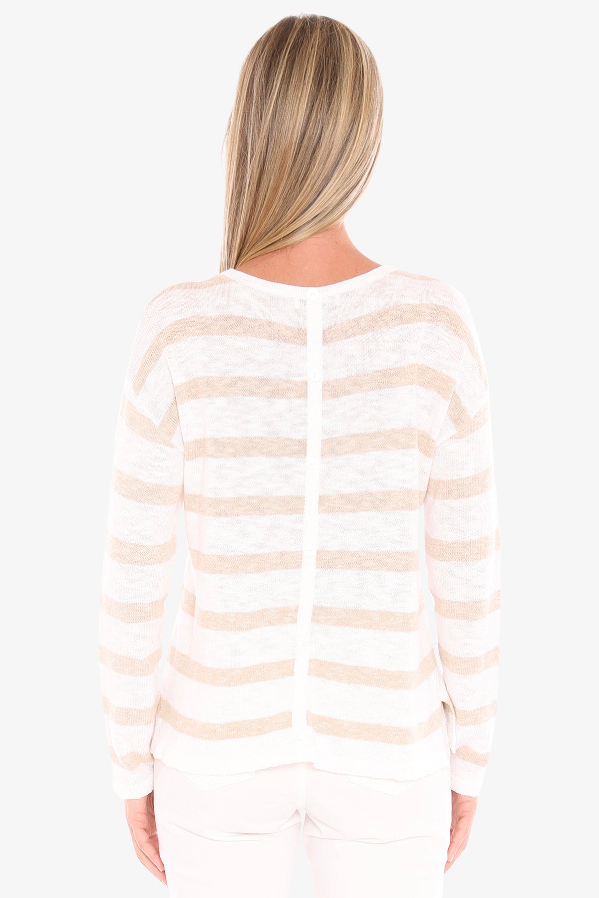 Womens Stripe Slub Pullover Beige 59611005a
