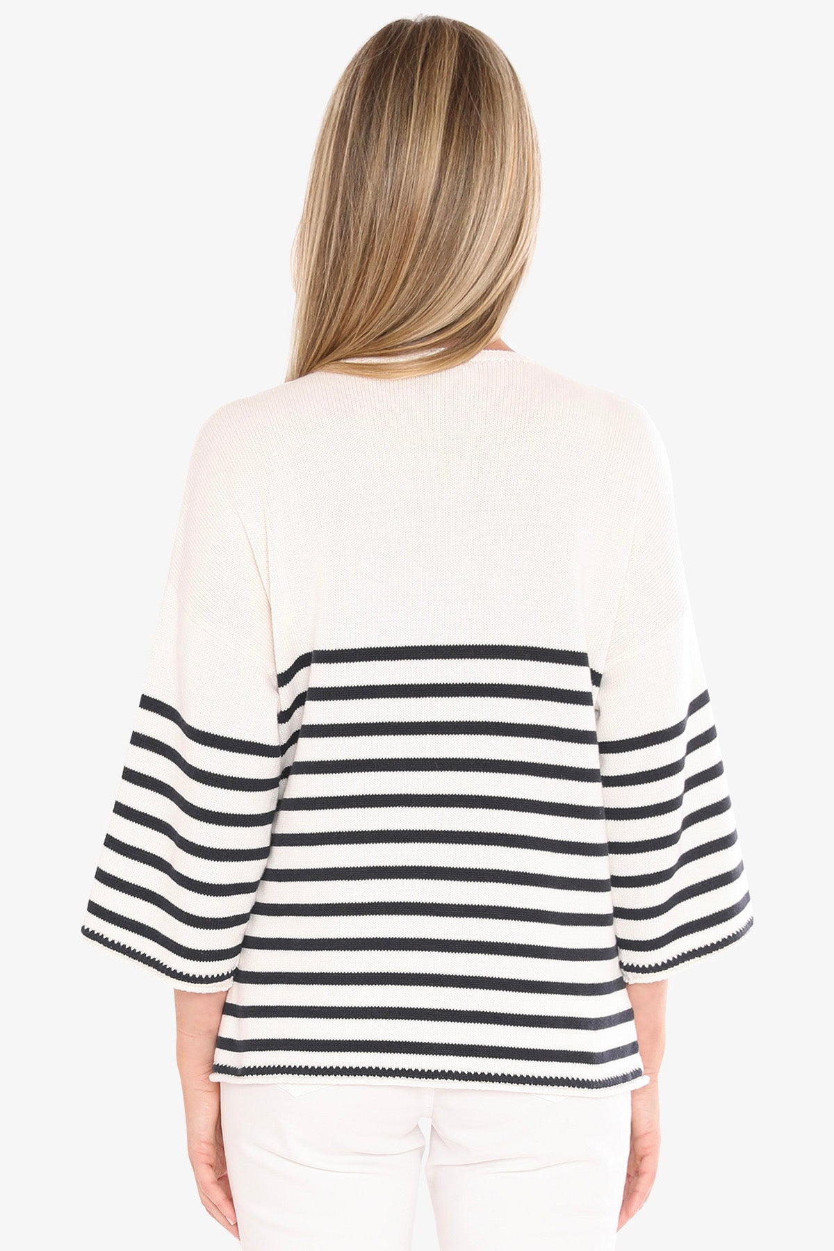 Womens Stripe V Neck Pullover Navy 59611009a