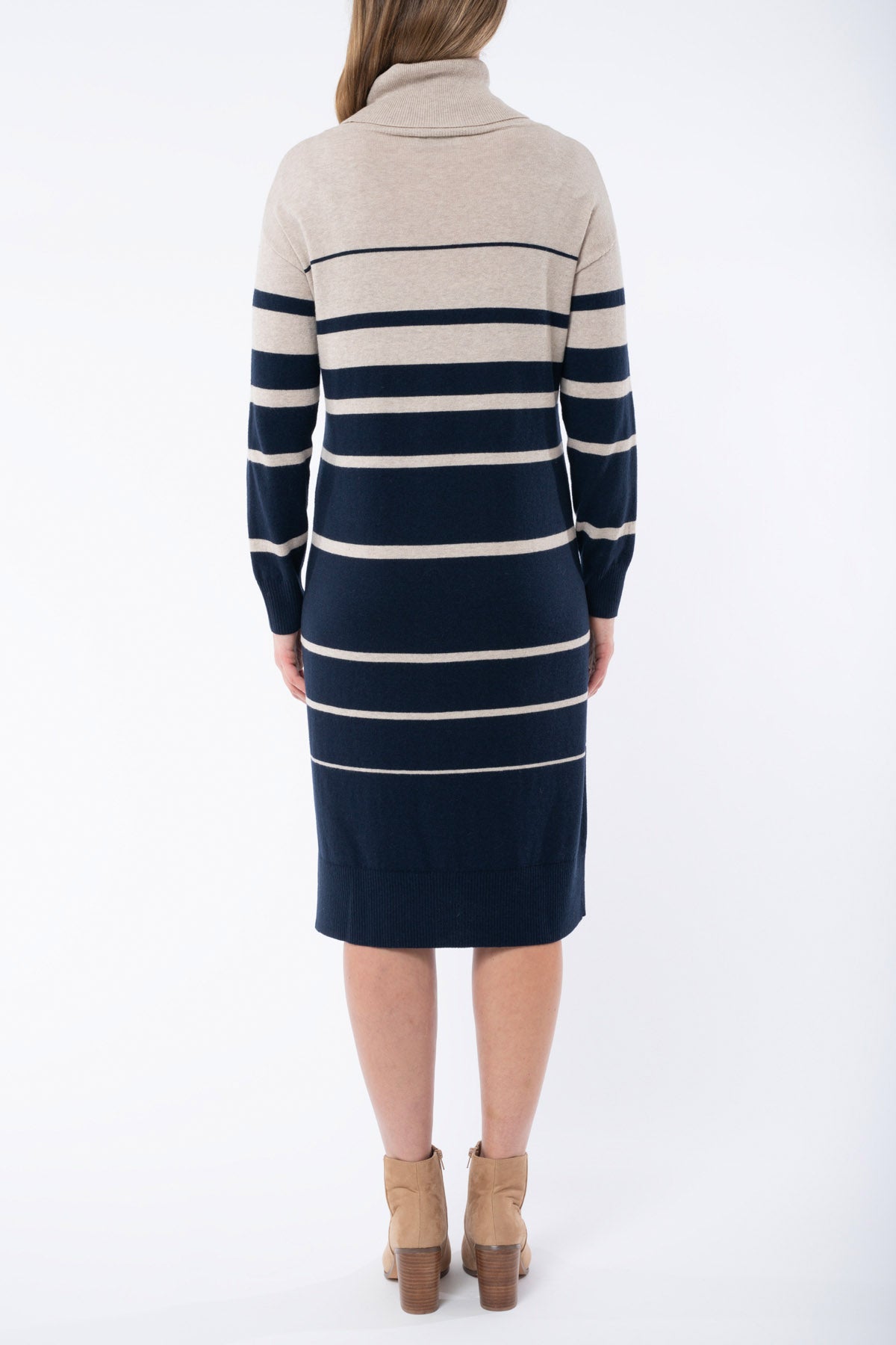 Striped Knit Dress Almond / Navy