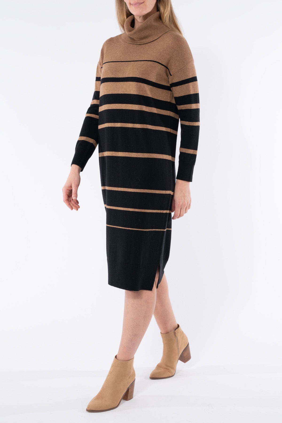 Striped Knit Dress Caramel