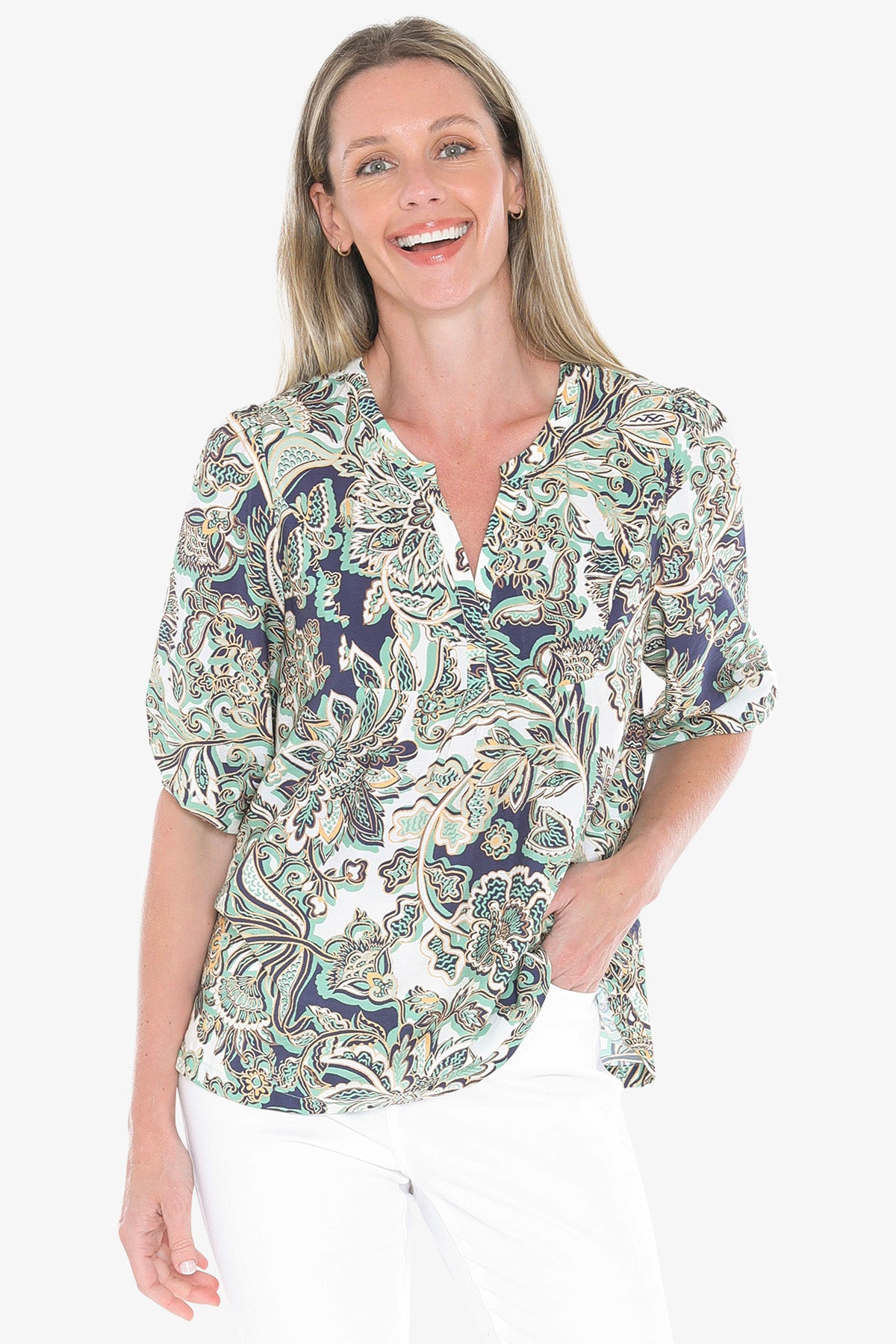 Womens Summer Chintz Top Multicolor 596j3038a