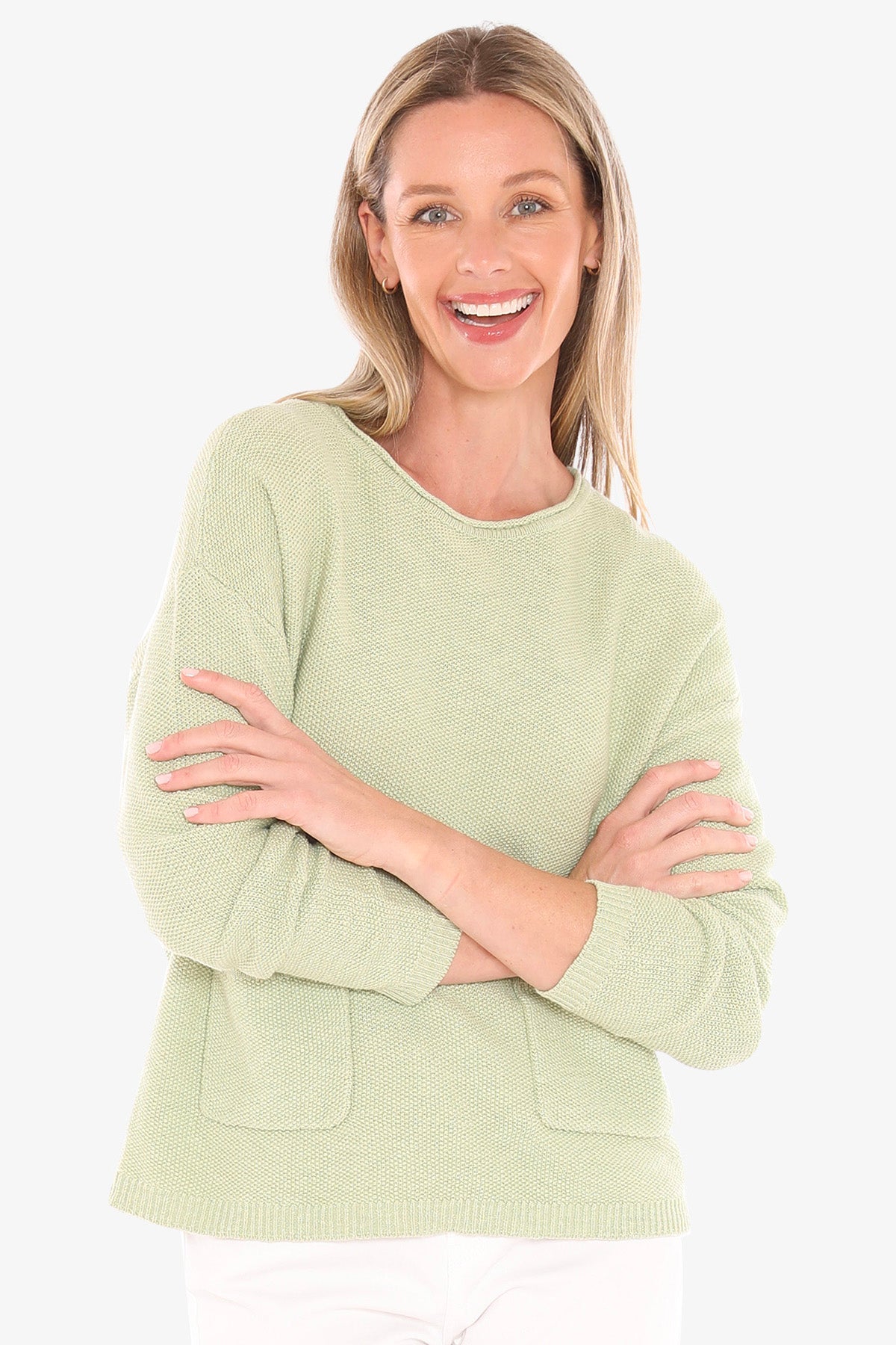 Womens Textured Pullover Green 59611007a