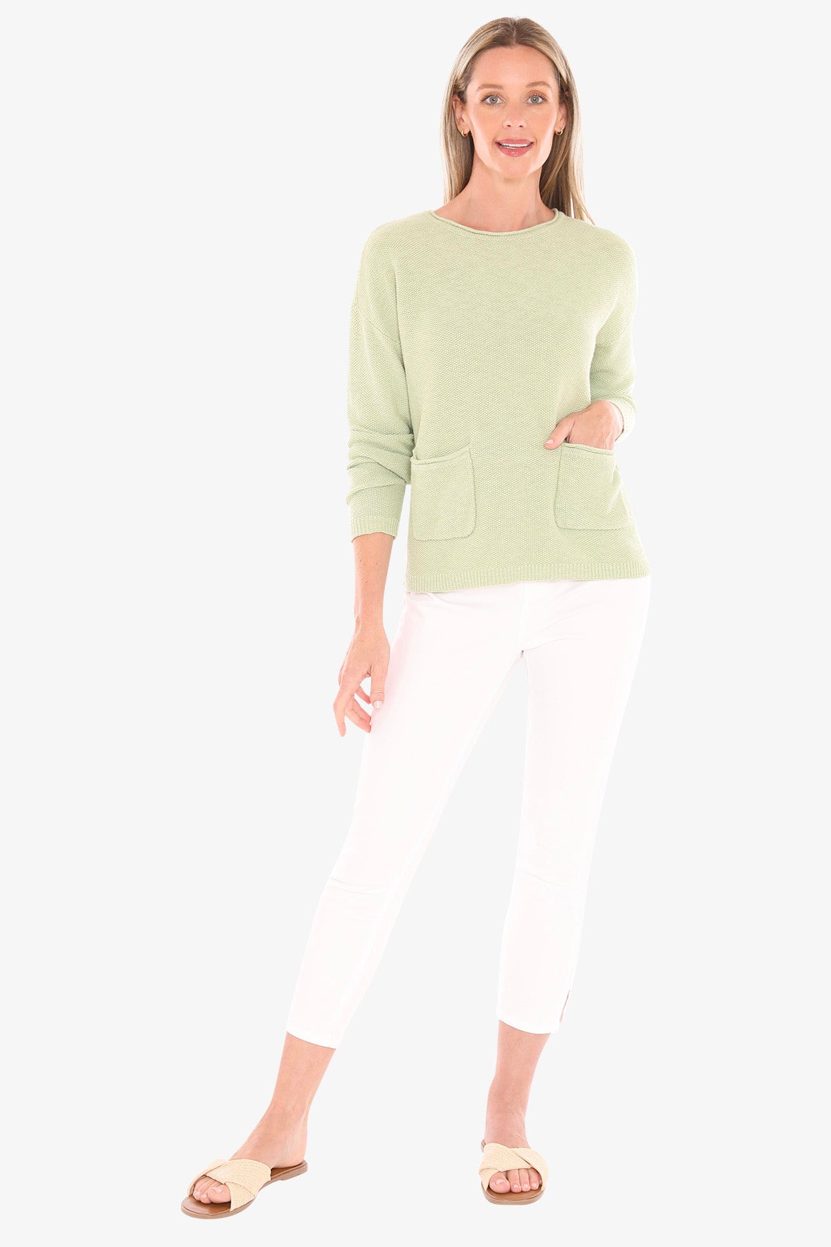 Womens Textured Pullover Green 59611007a