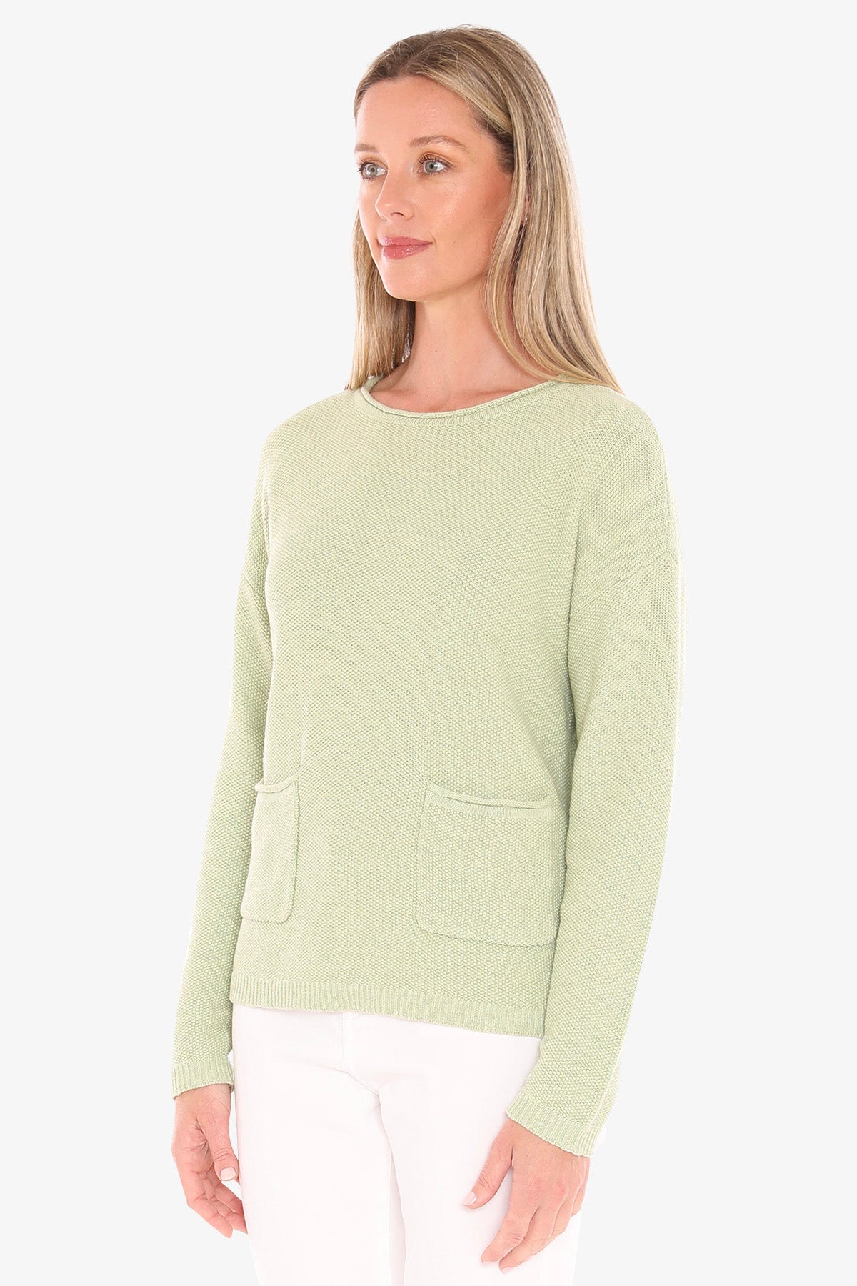 Womens Textured Pullover Green 59611007a