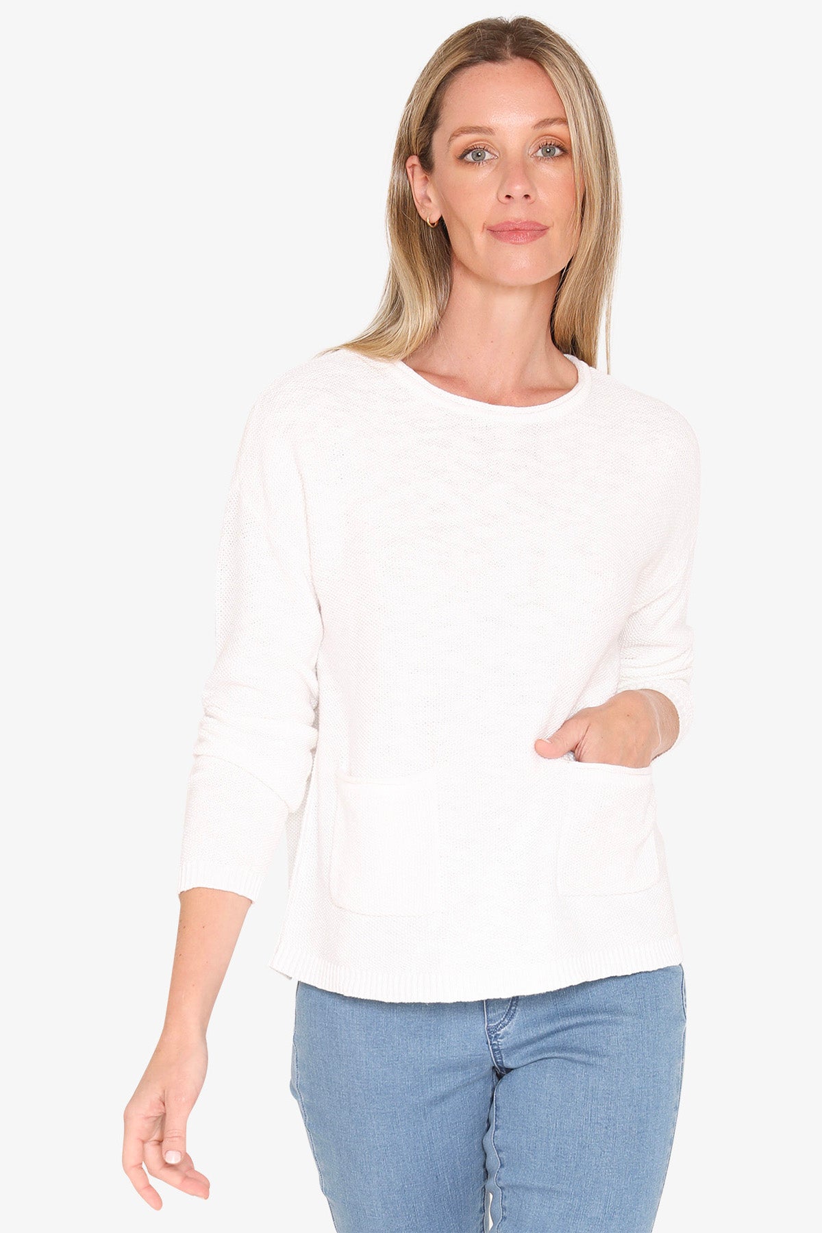Womens Textured Pullover White 59611007a