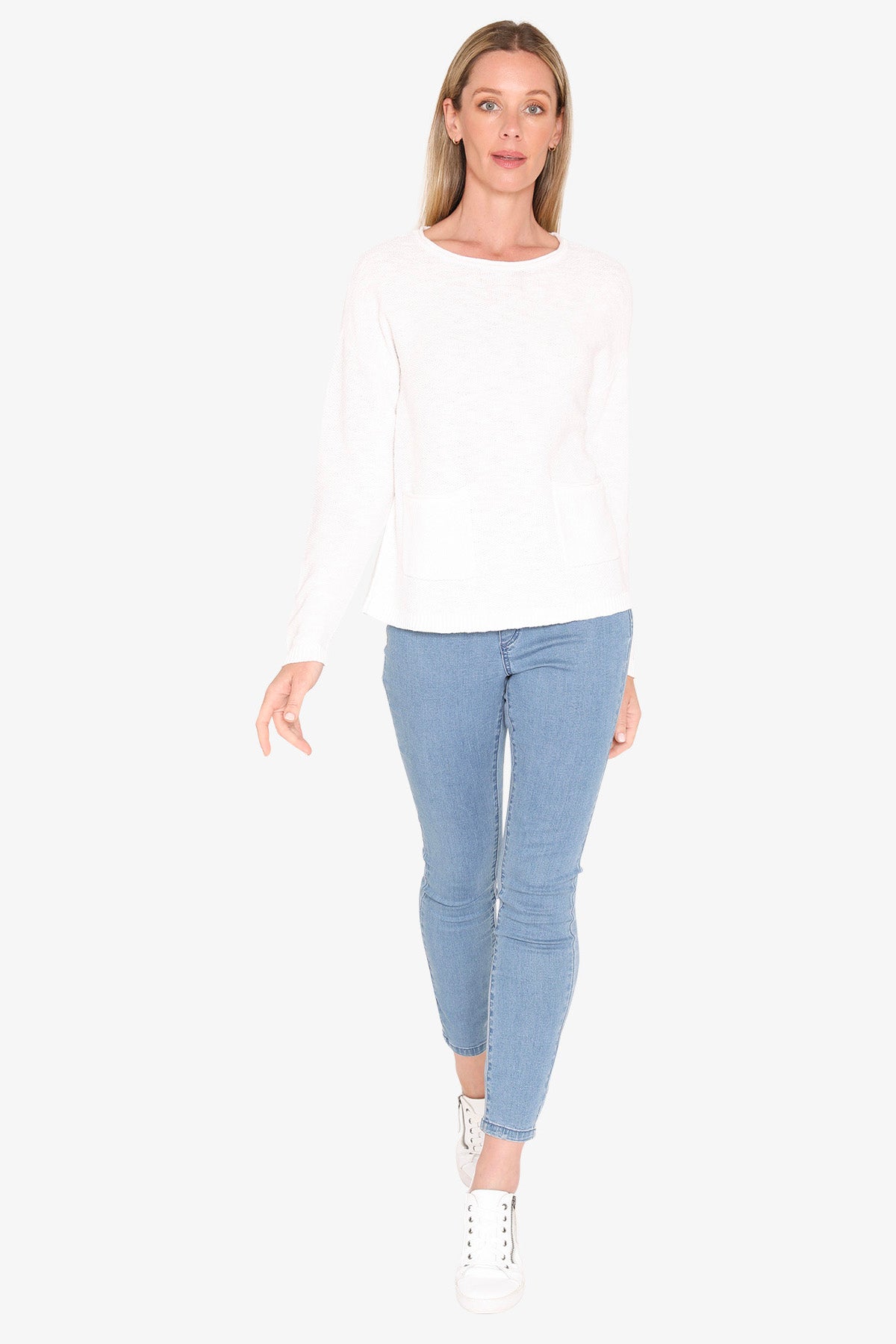 Womens Textured Pullover White 59611007a