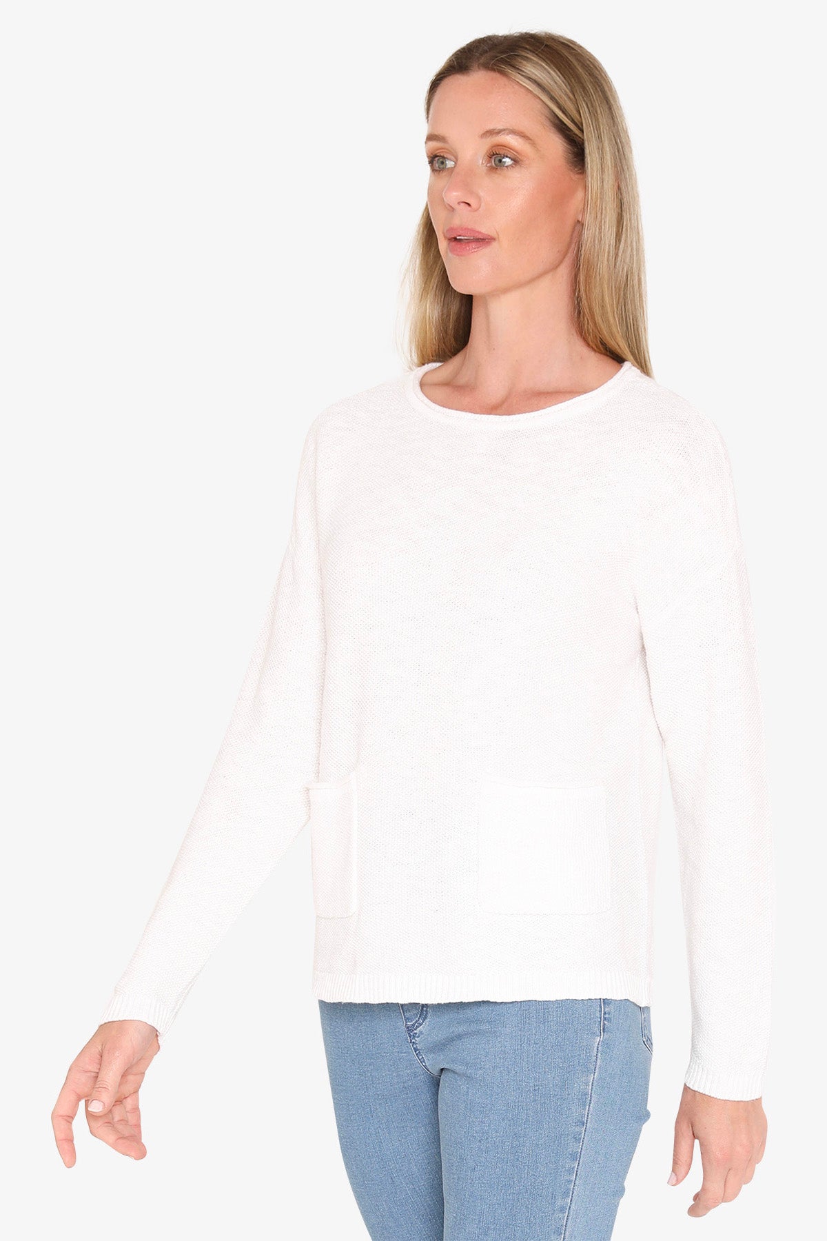 Womens Textured Pullover White 59611007a