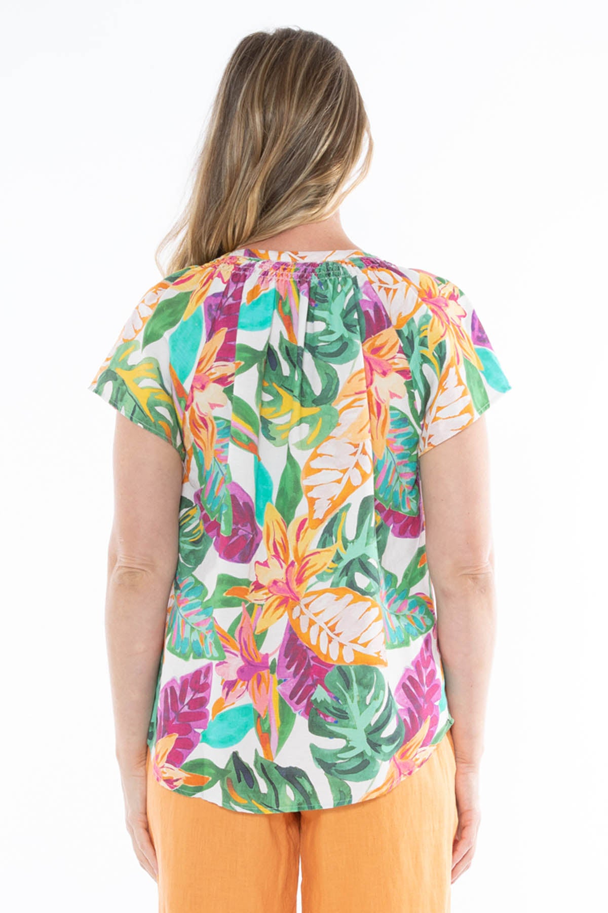 Women's Tropicana Shirred Top in Multicolour