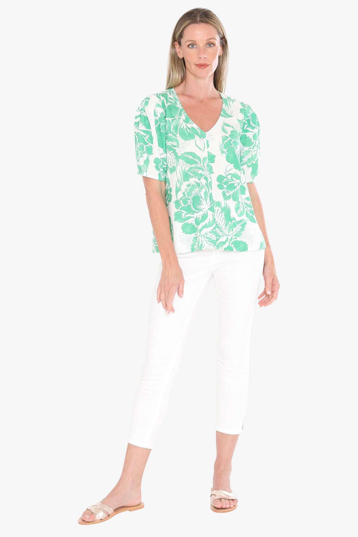 Womens Tuscan Rose Top Green 596j3176a