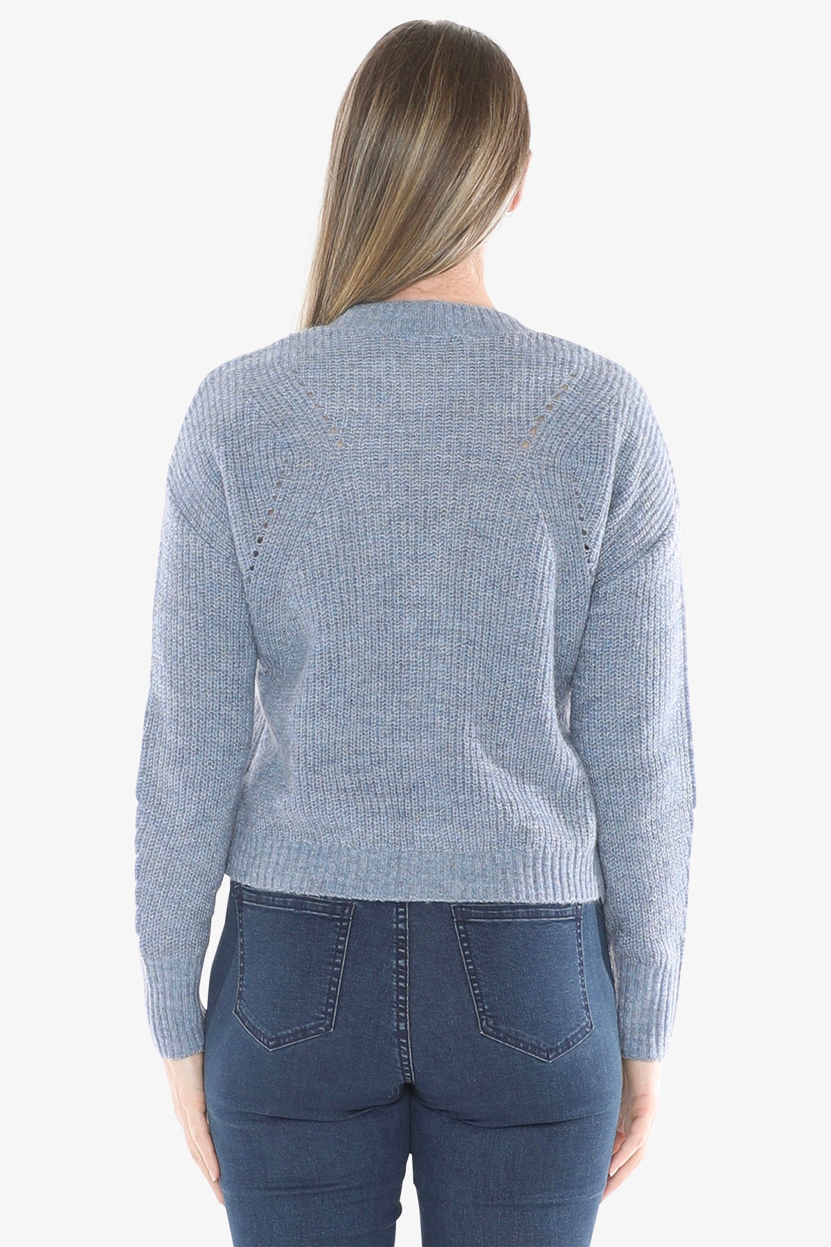V Neck Cardigan in Denim