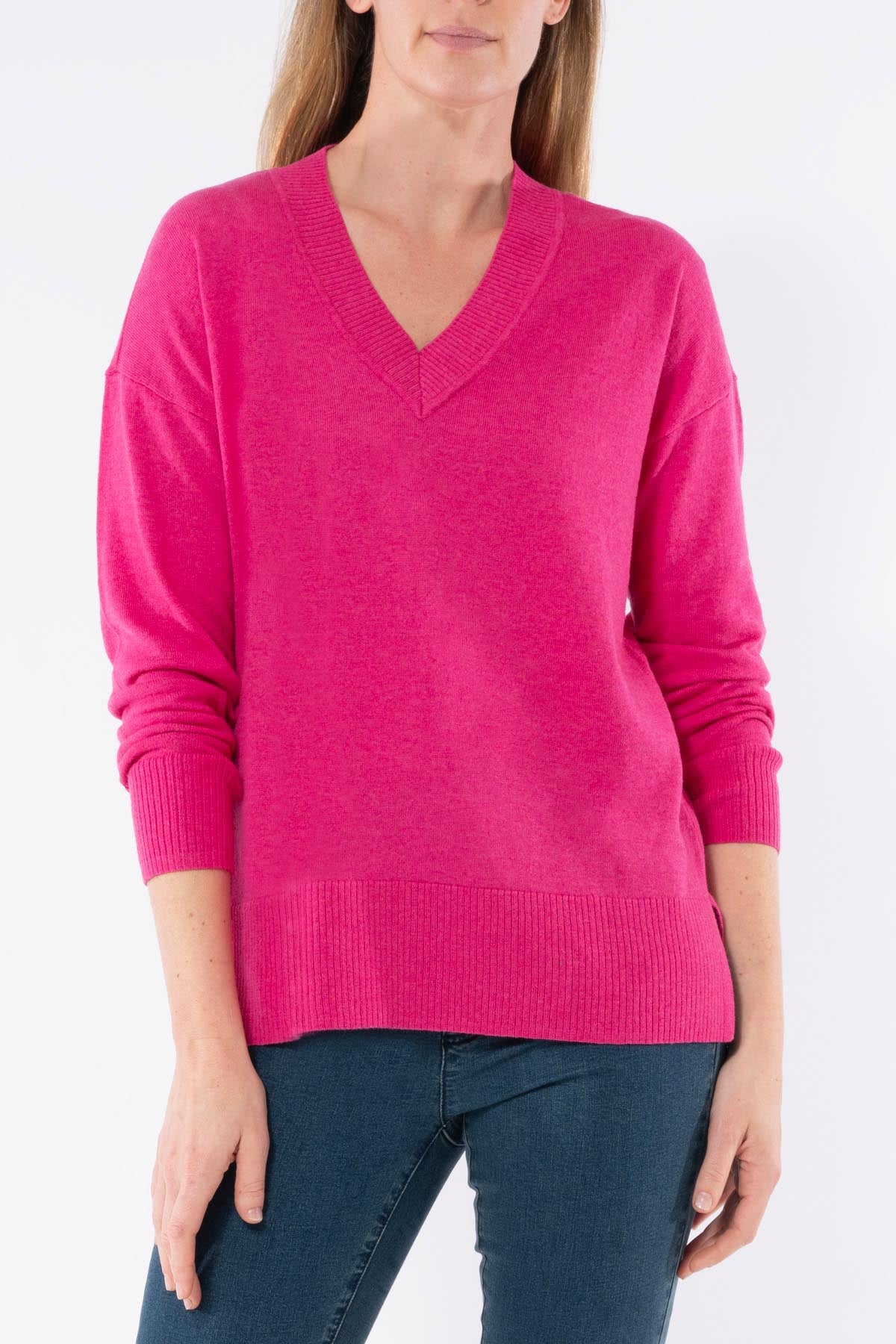 Women's V Neck Long Sleeve Pullover