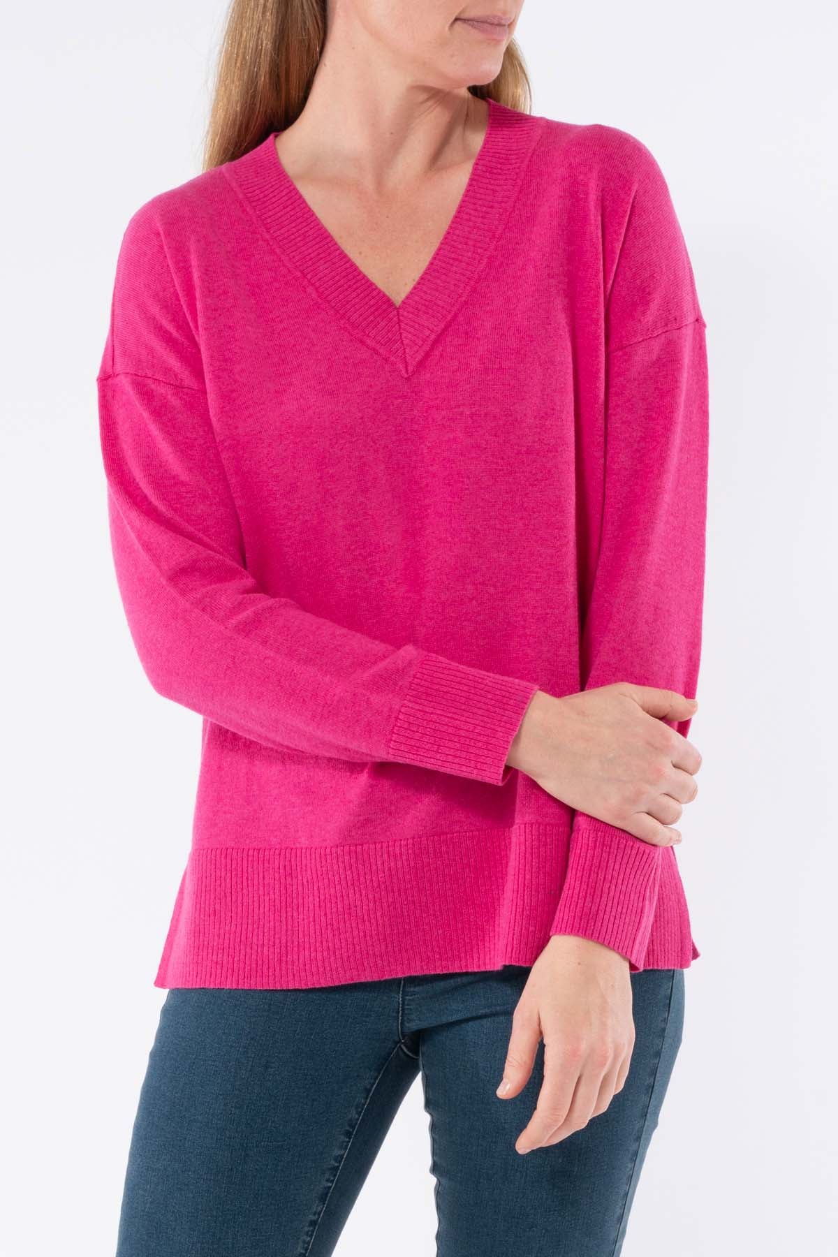 Women's V Neck Long Sleeve Pullover